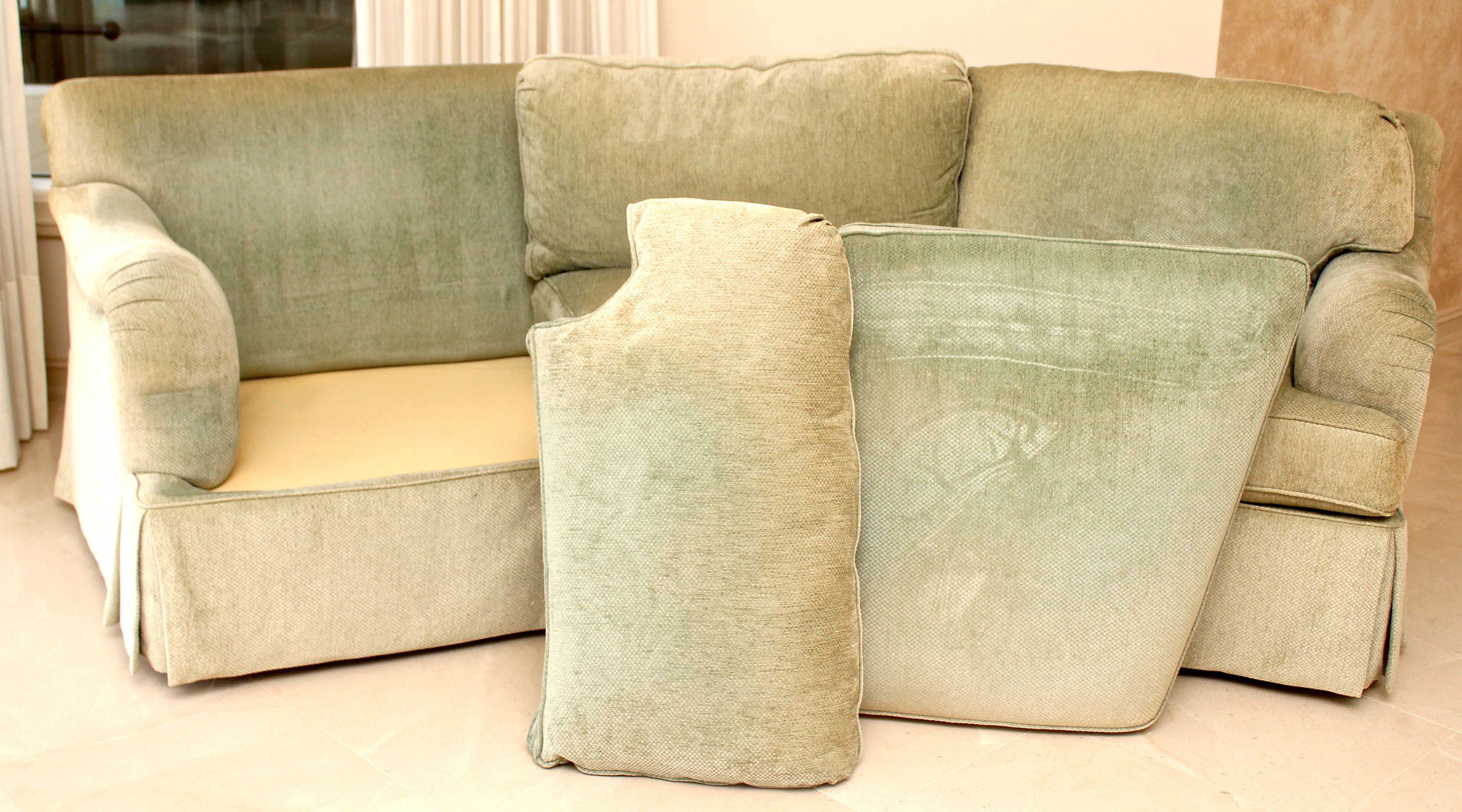 Curved Sage Green Sofa by Sherrill