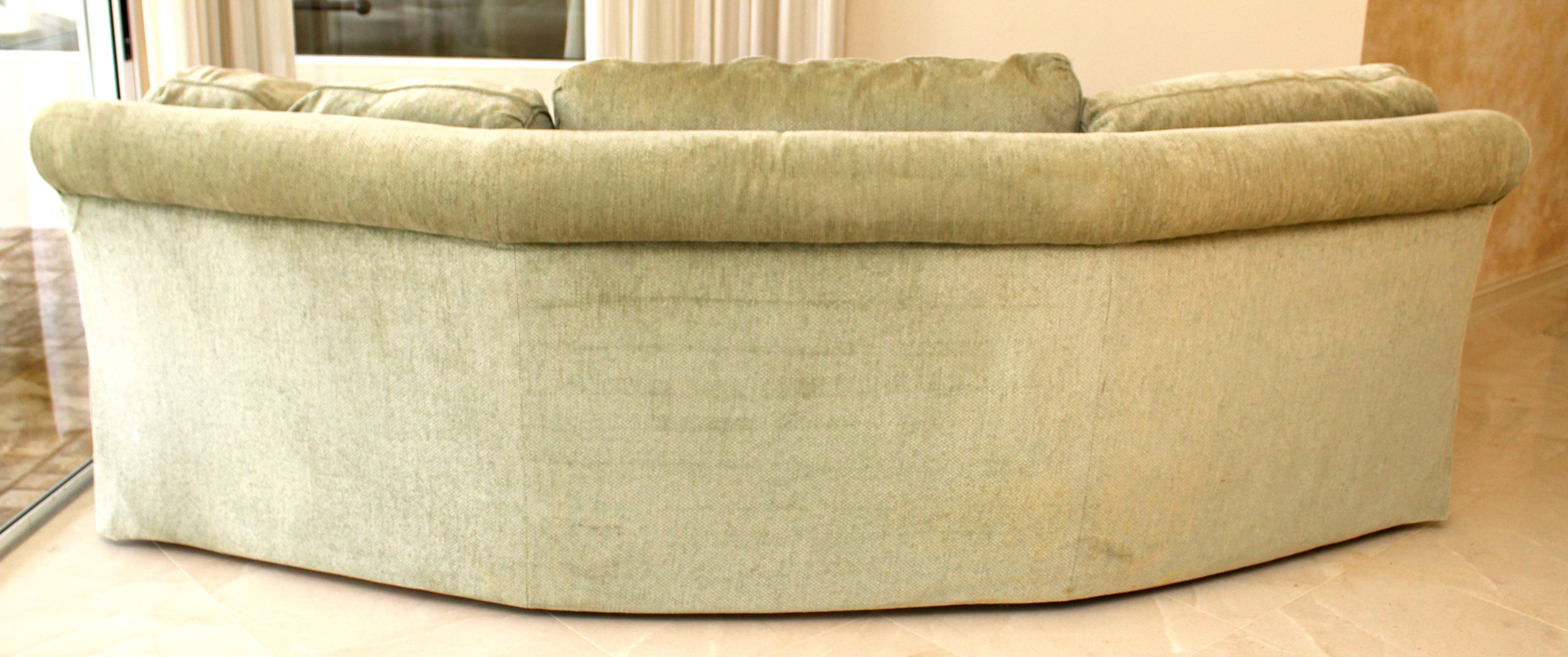 Curved Sage Green Sofa by Sherrill
