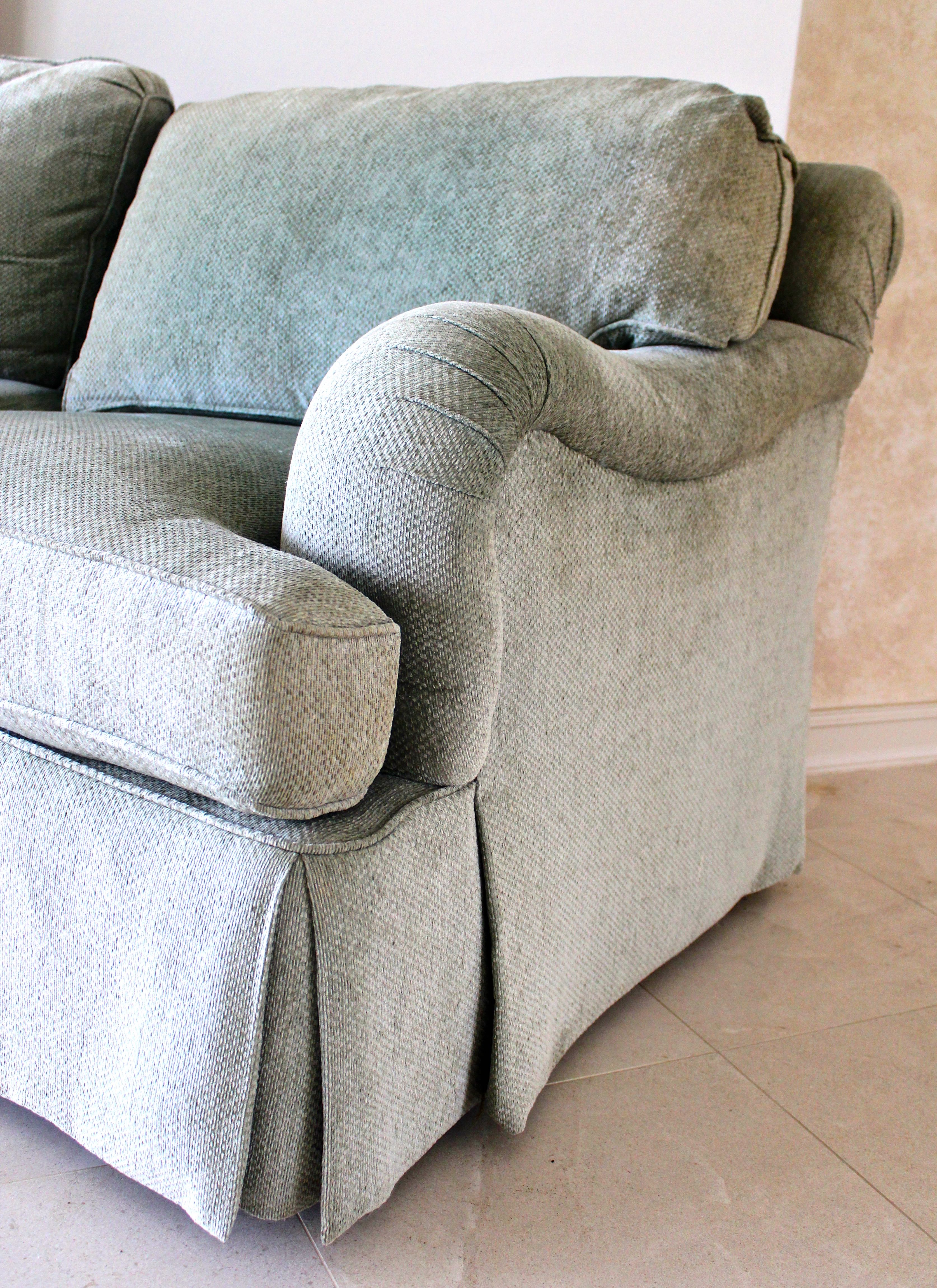 Curved Sage Green Sofa by Sherrill