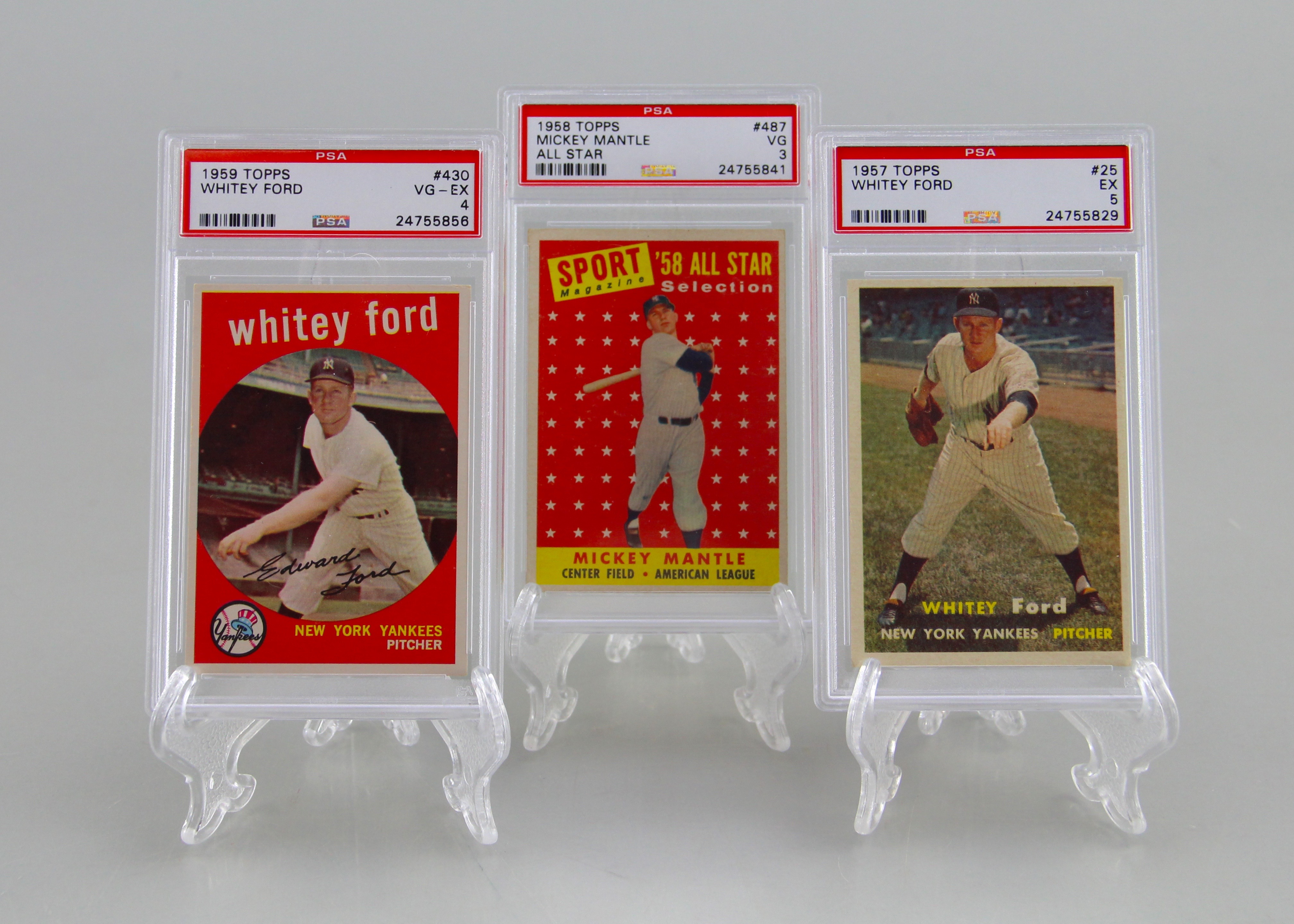 Mickey Mantle And Whitey Ford Late 50's Graded Topps Cards