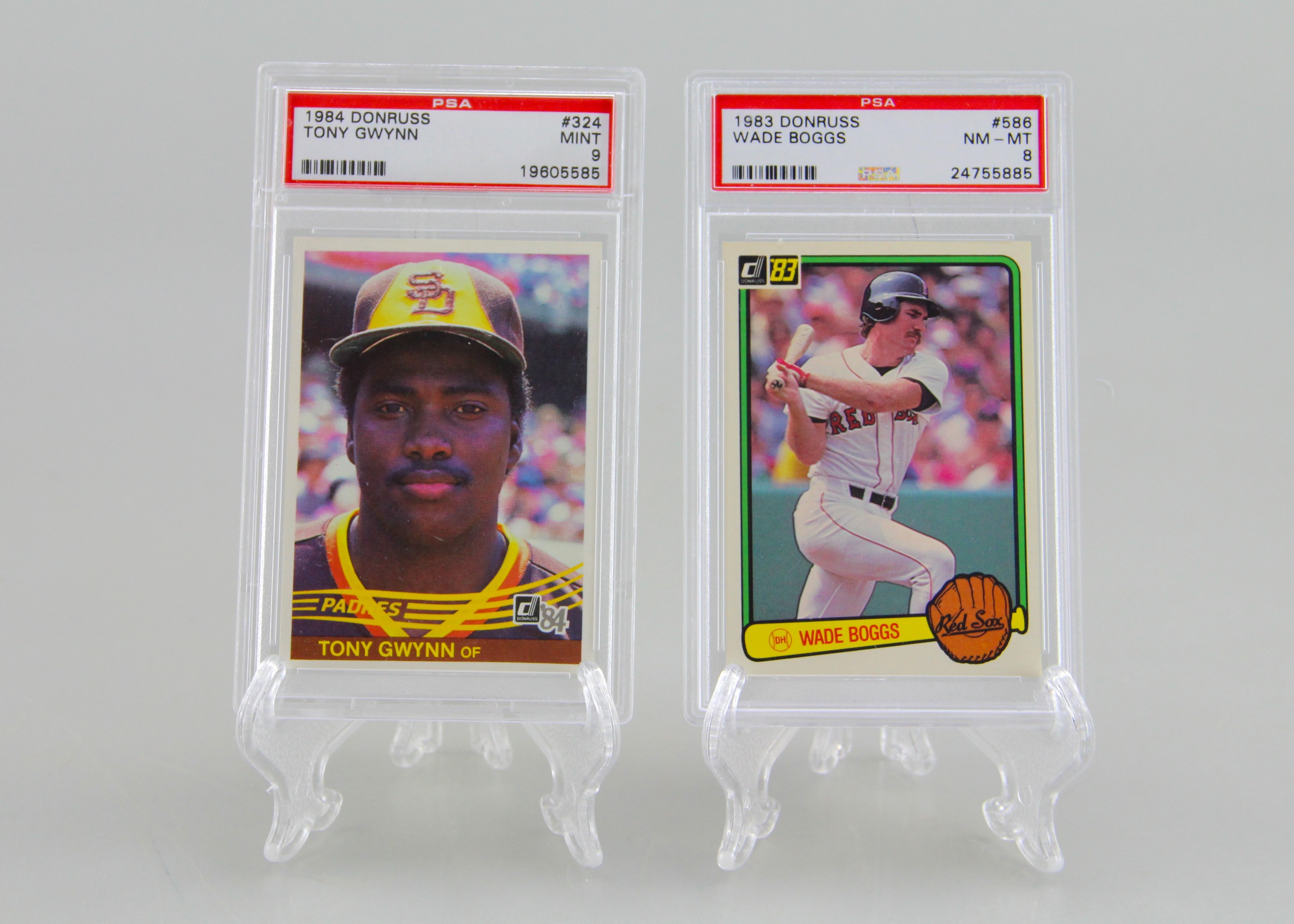 Duo of Vintage Wade Boggs and Tony Gywnn Rookie Baseball Cards