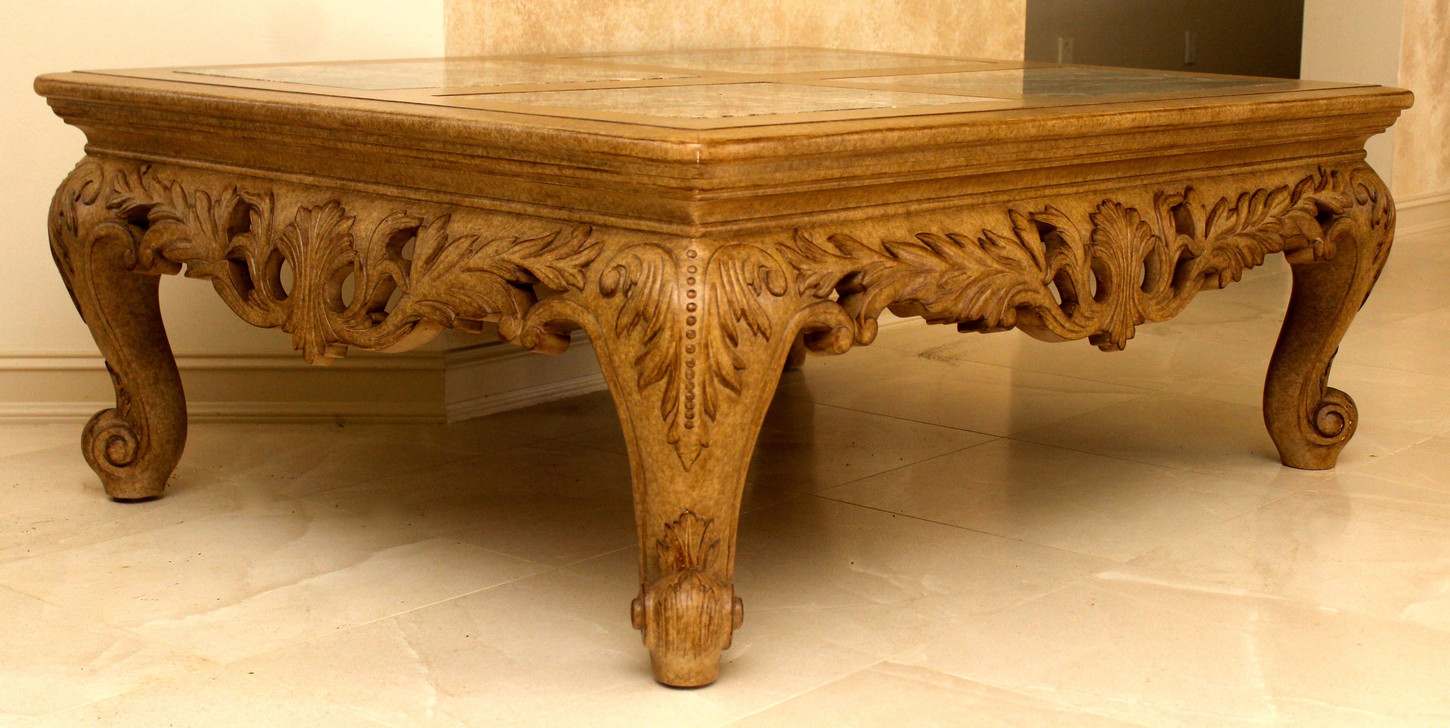 Oversize Coffee Table with Marble Inserts
