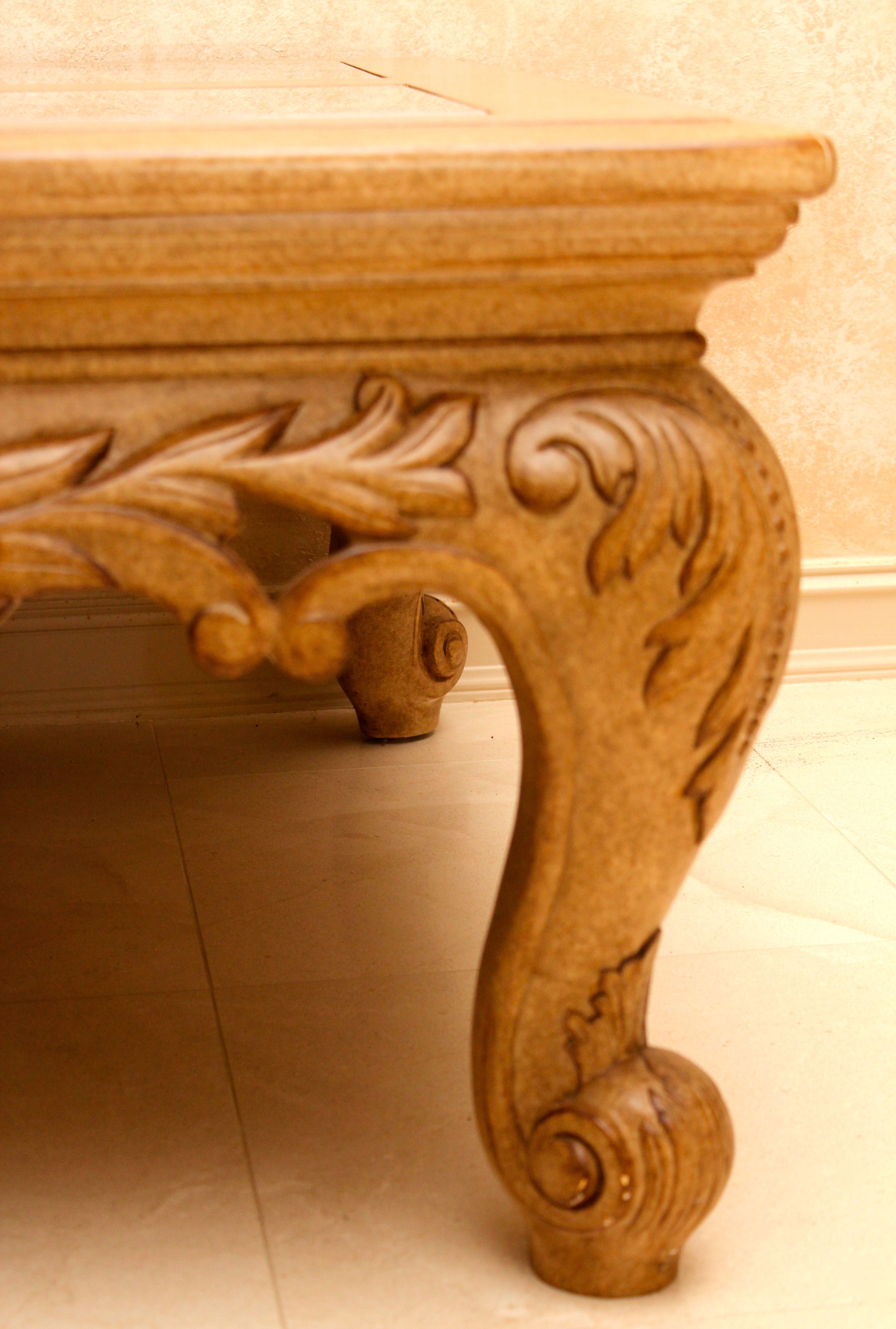 Oversize Coffee Table with Marble Inserts