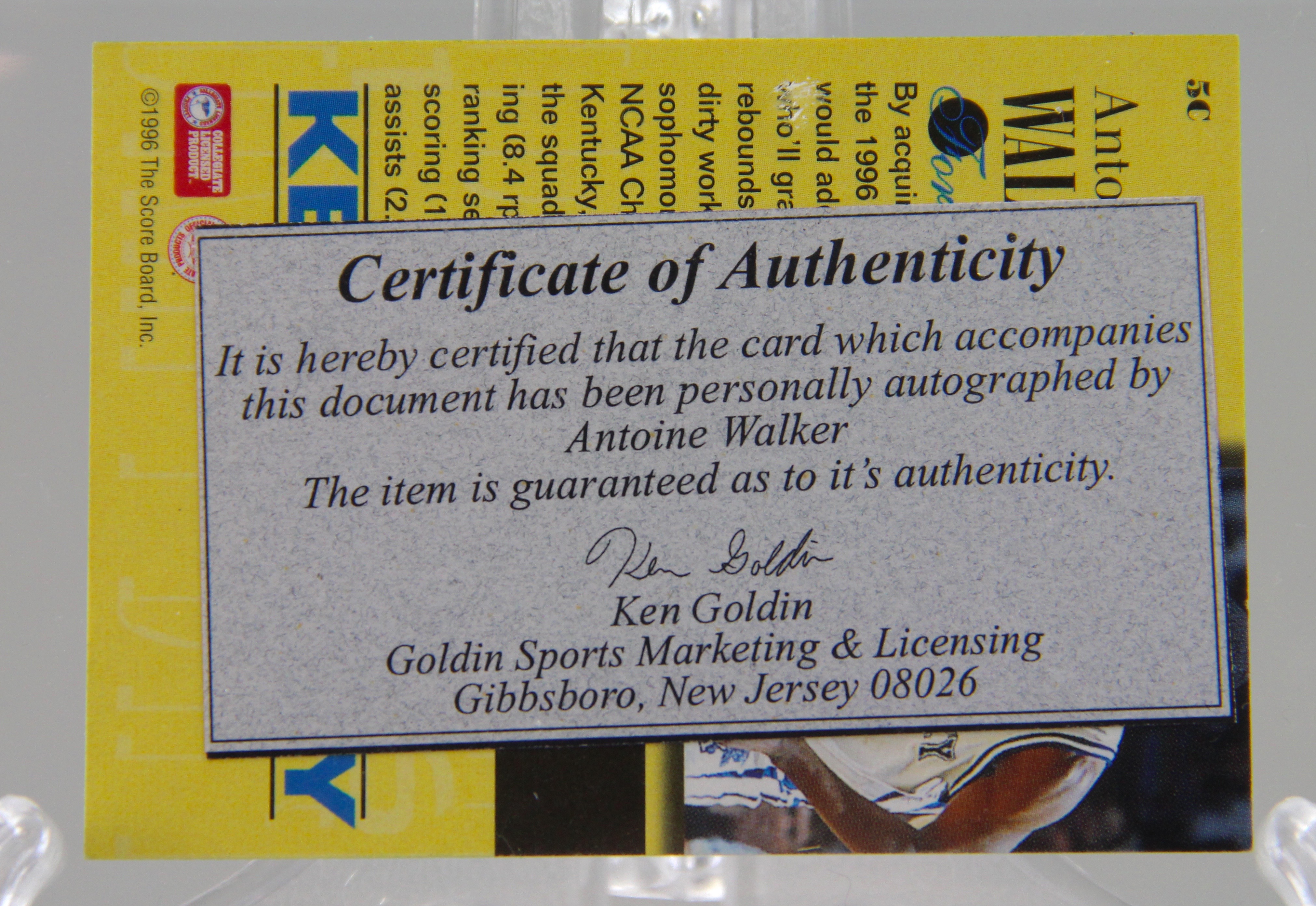 1996 Antoine Walker Autographed Card