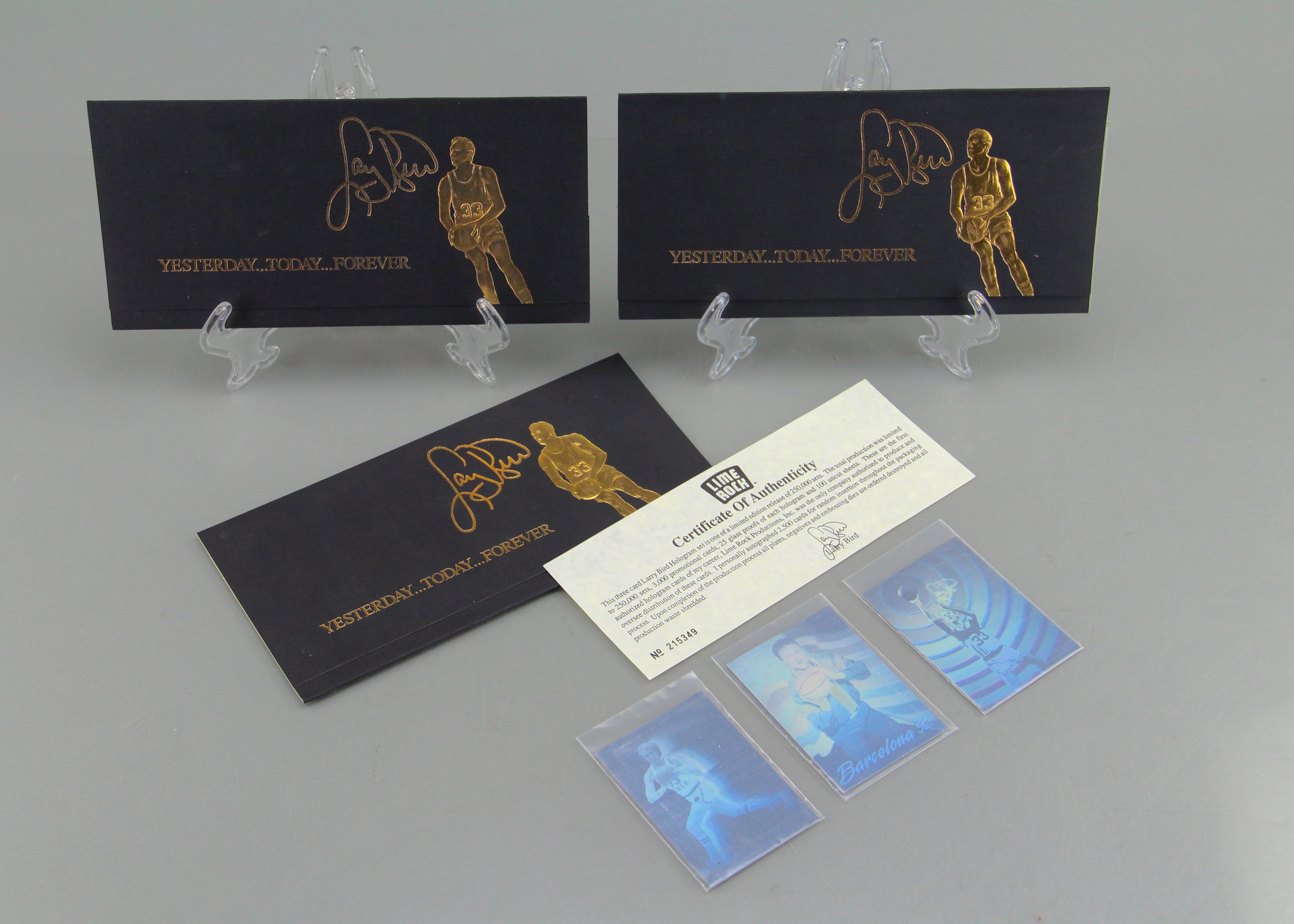 Assortment Of Three Larry Bird Hologram Card Sets Of Three