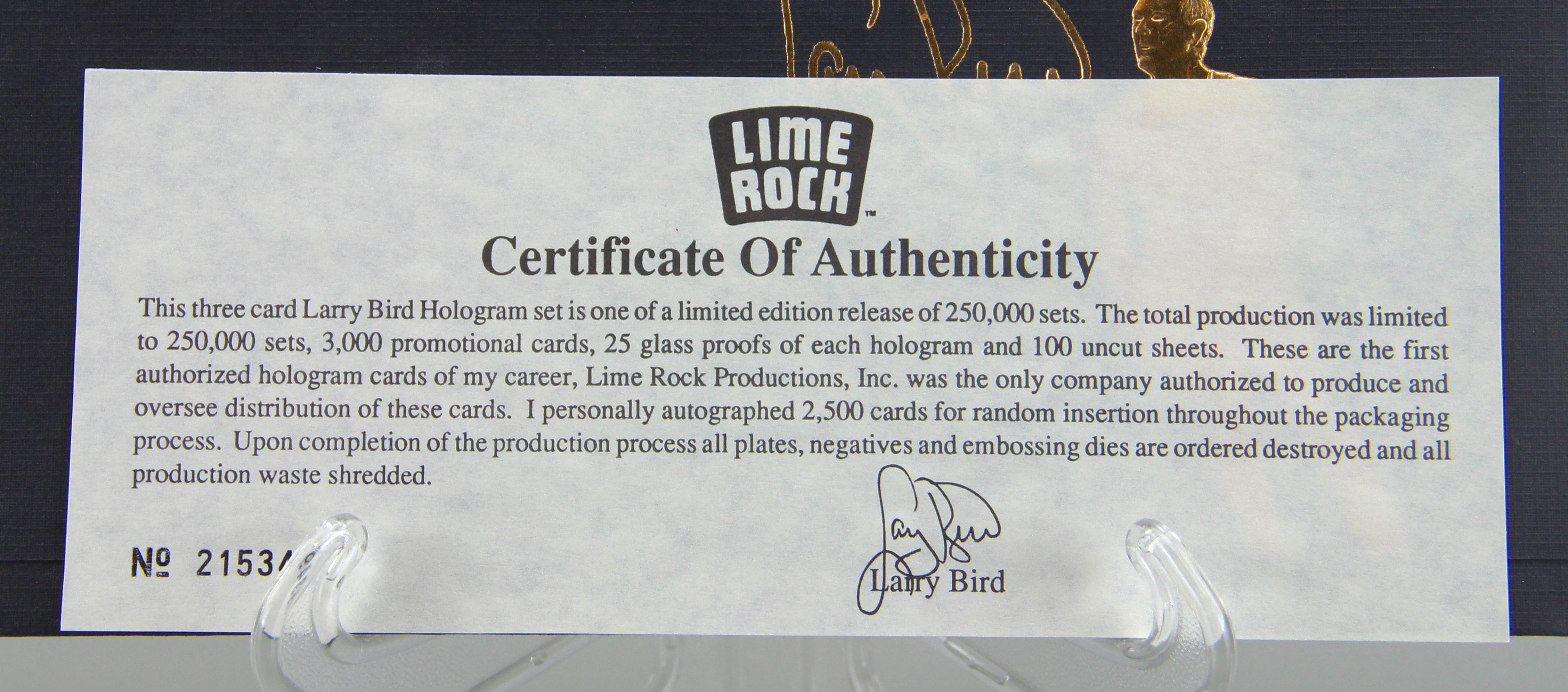 Assortment Of Three Larry Bird Hologram Card Sets Of Three