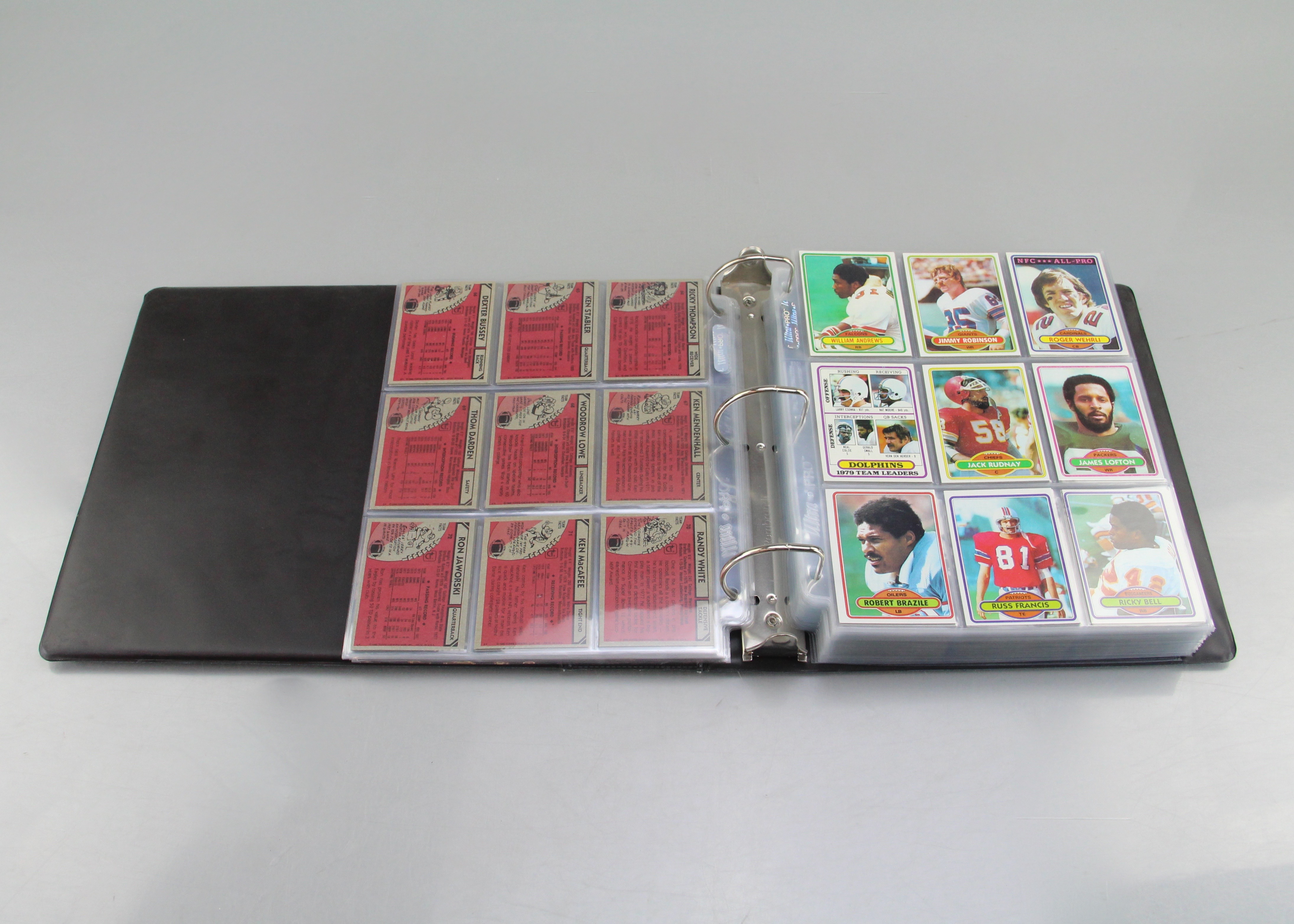 Binder Full of 1980 Topps Football Cards Various Players and Team