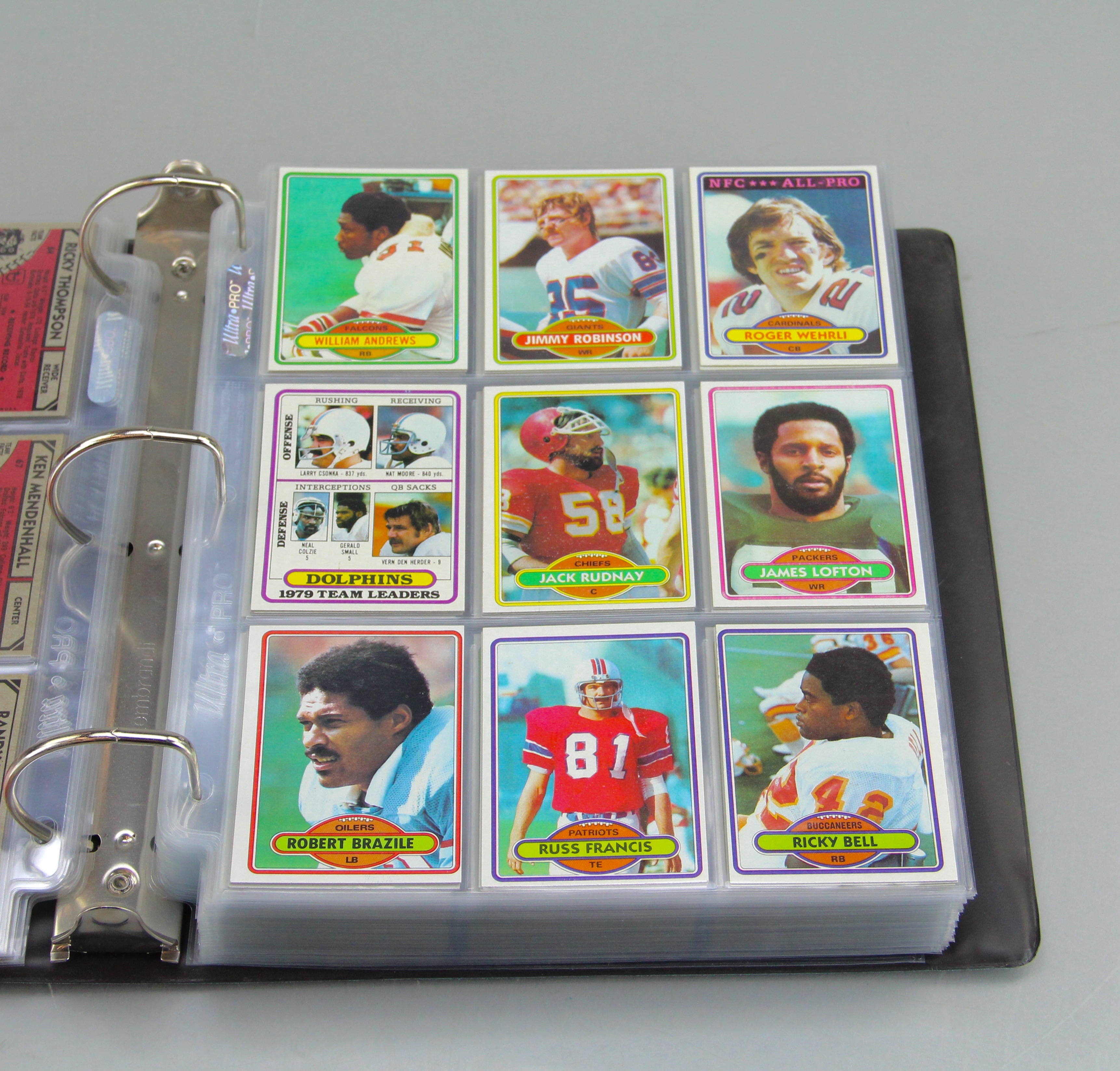 Binder Full of 1980 Topps Football Cards Various Players and Team