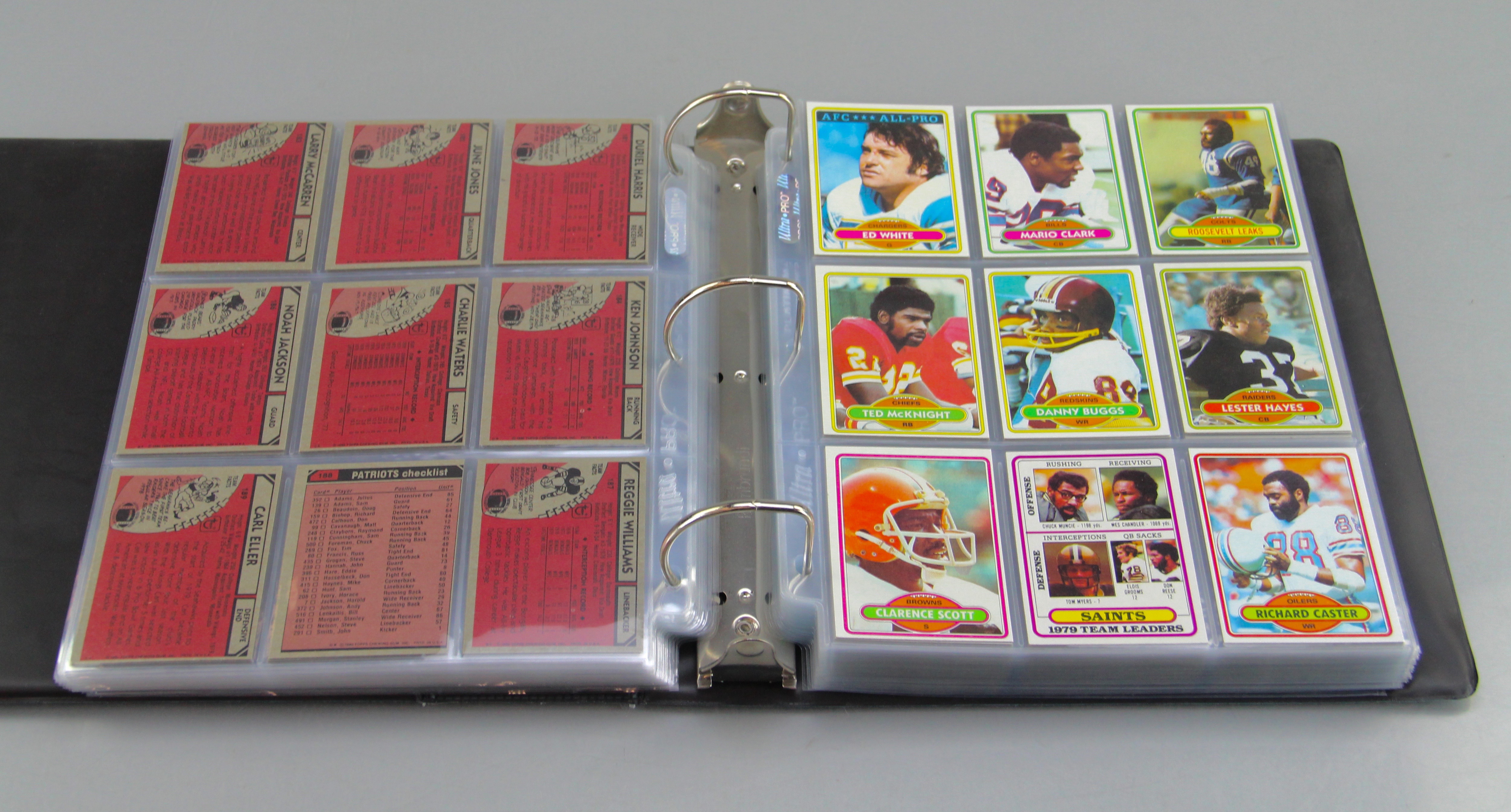 Binder Full of 1980 Topps Football Cards Various Players and Team