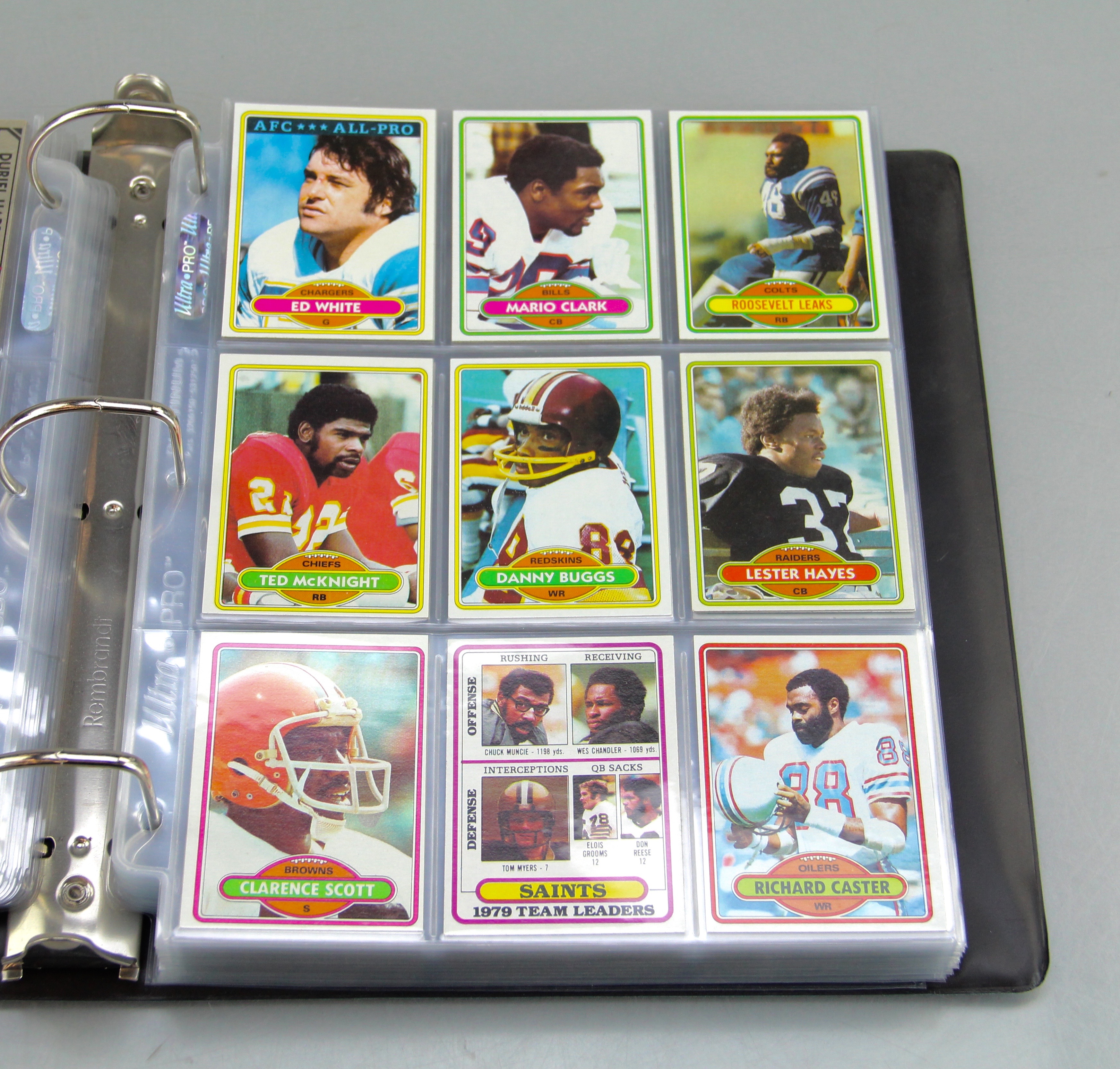 Binder Full of 1980 Topps Football Cards Various Players and Team