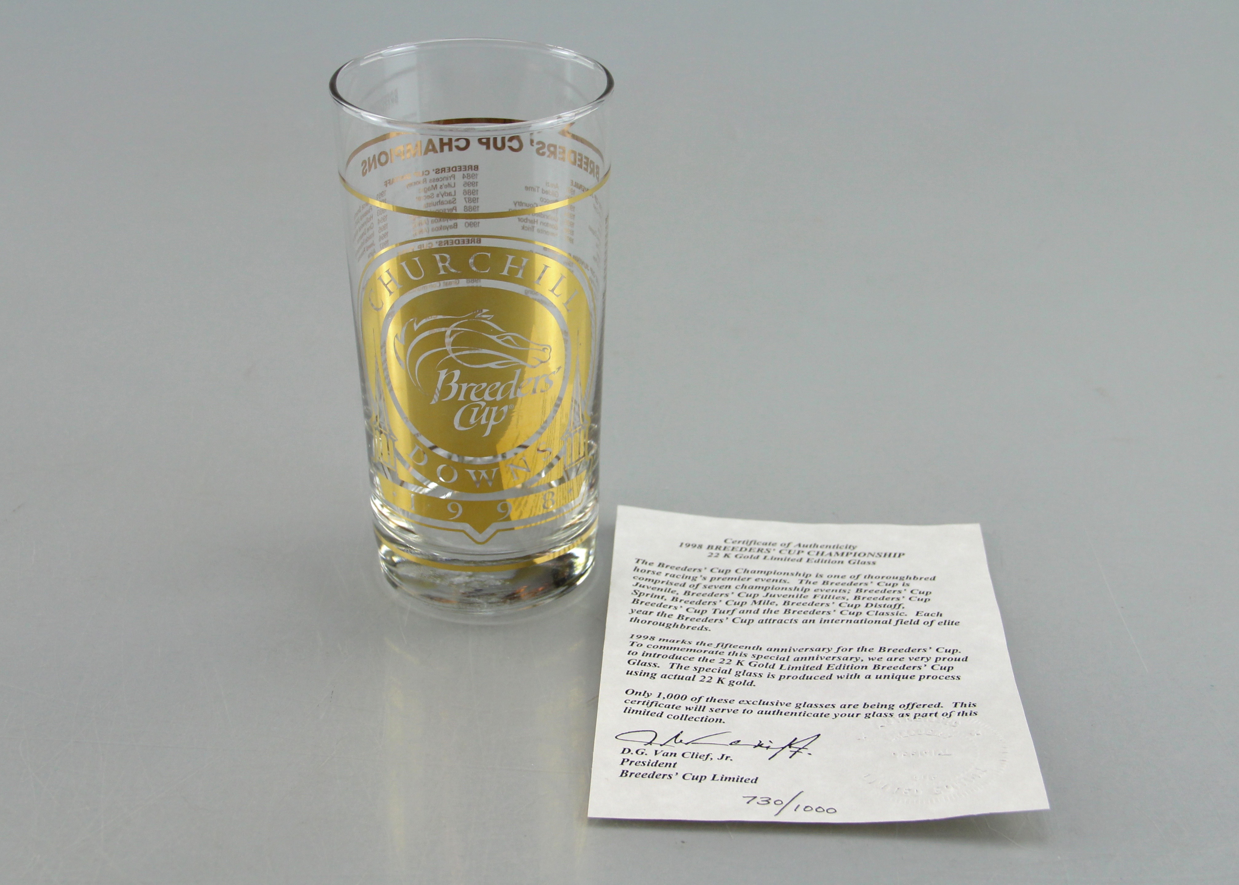1998 Breeder's Cup Limited Edition Glass