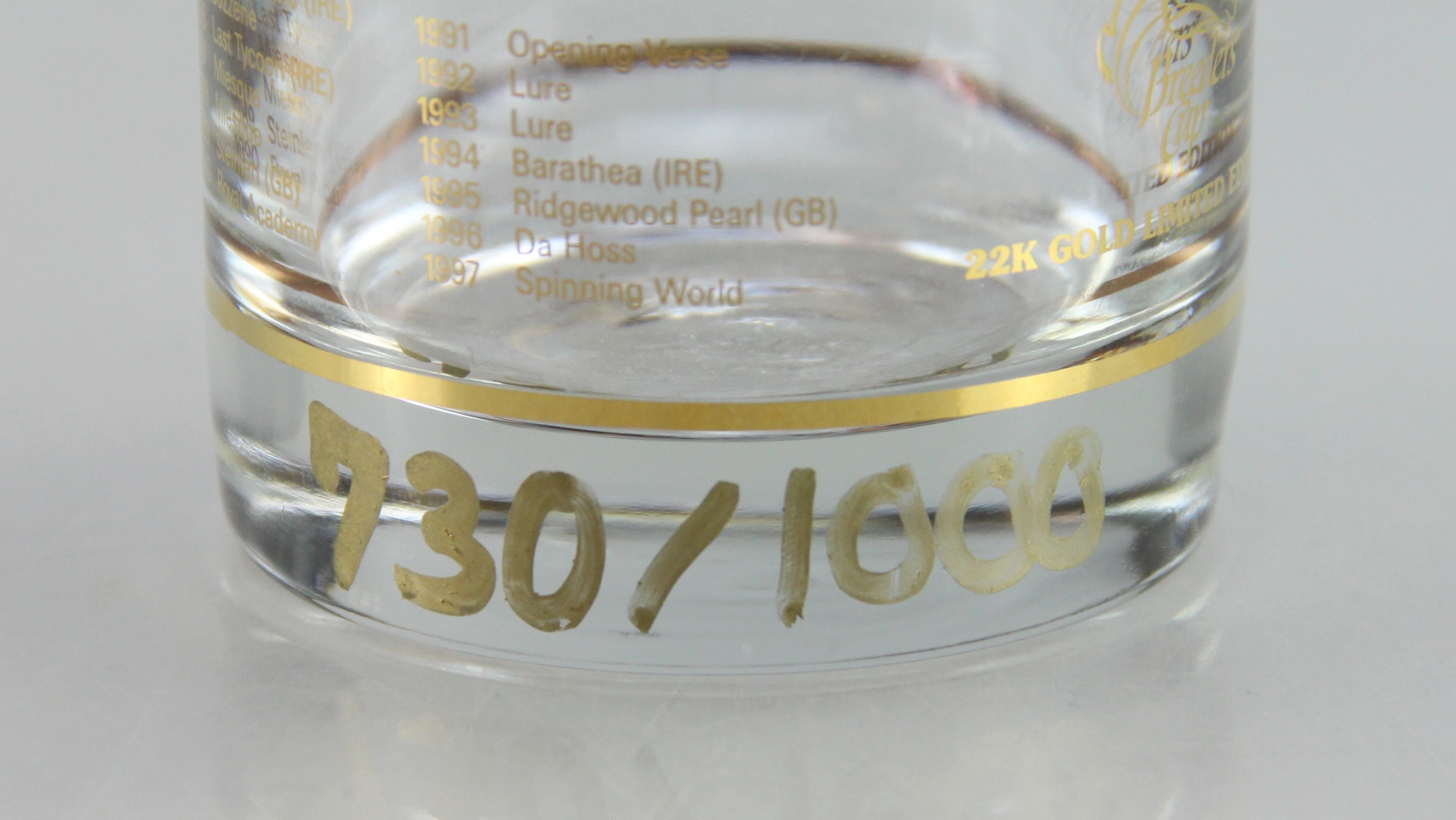 1998 Breeder's Cup Limited Edition Glass