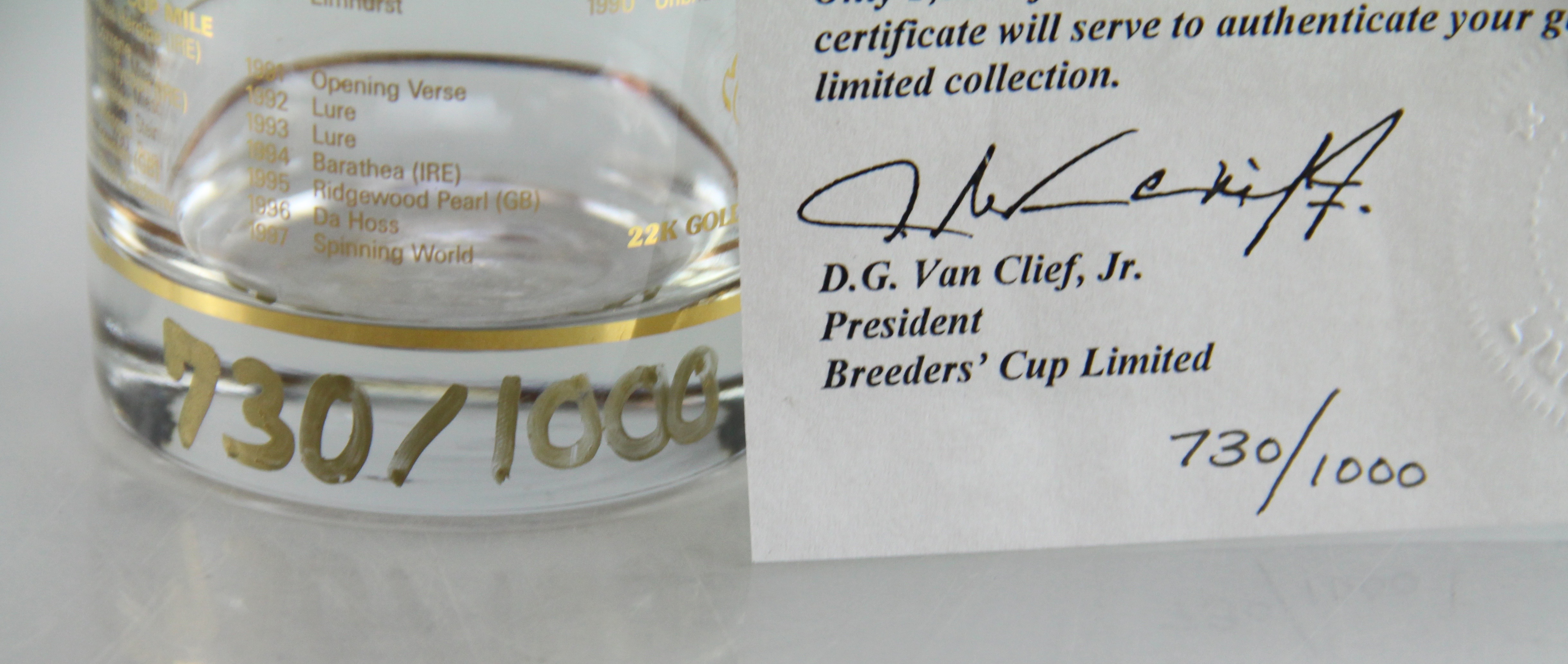 1998 Breeder's Cup Limited Edition Glass