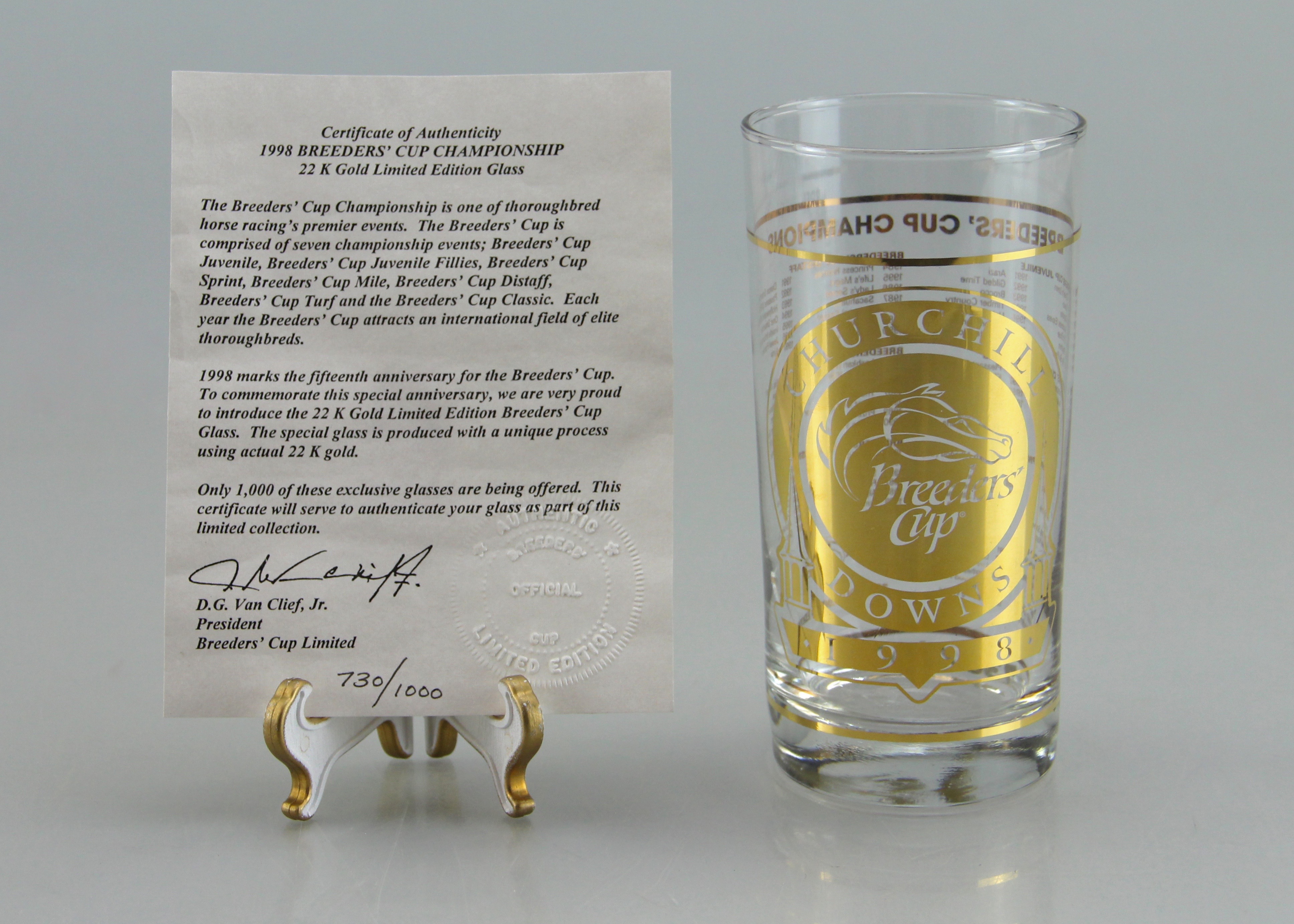 1998 Breeder's Cup Limited Edition Glass