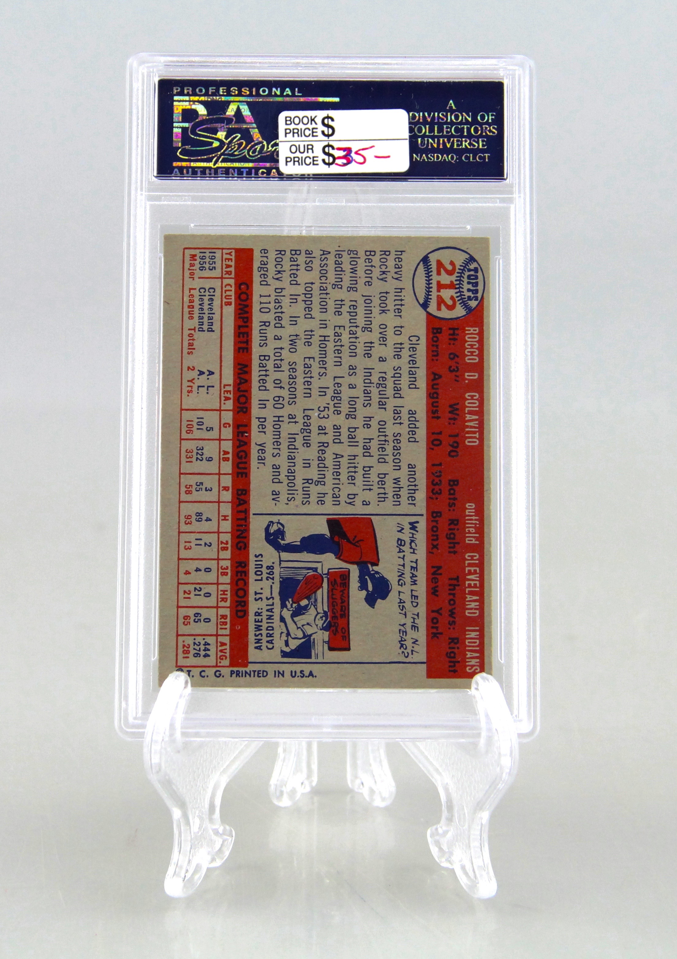 1957 Topps Rocco Colavito Graded EX 5