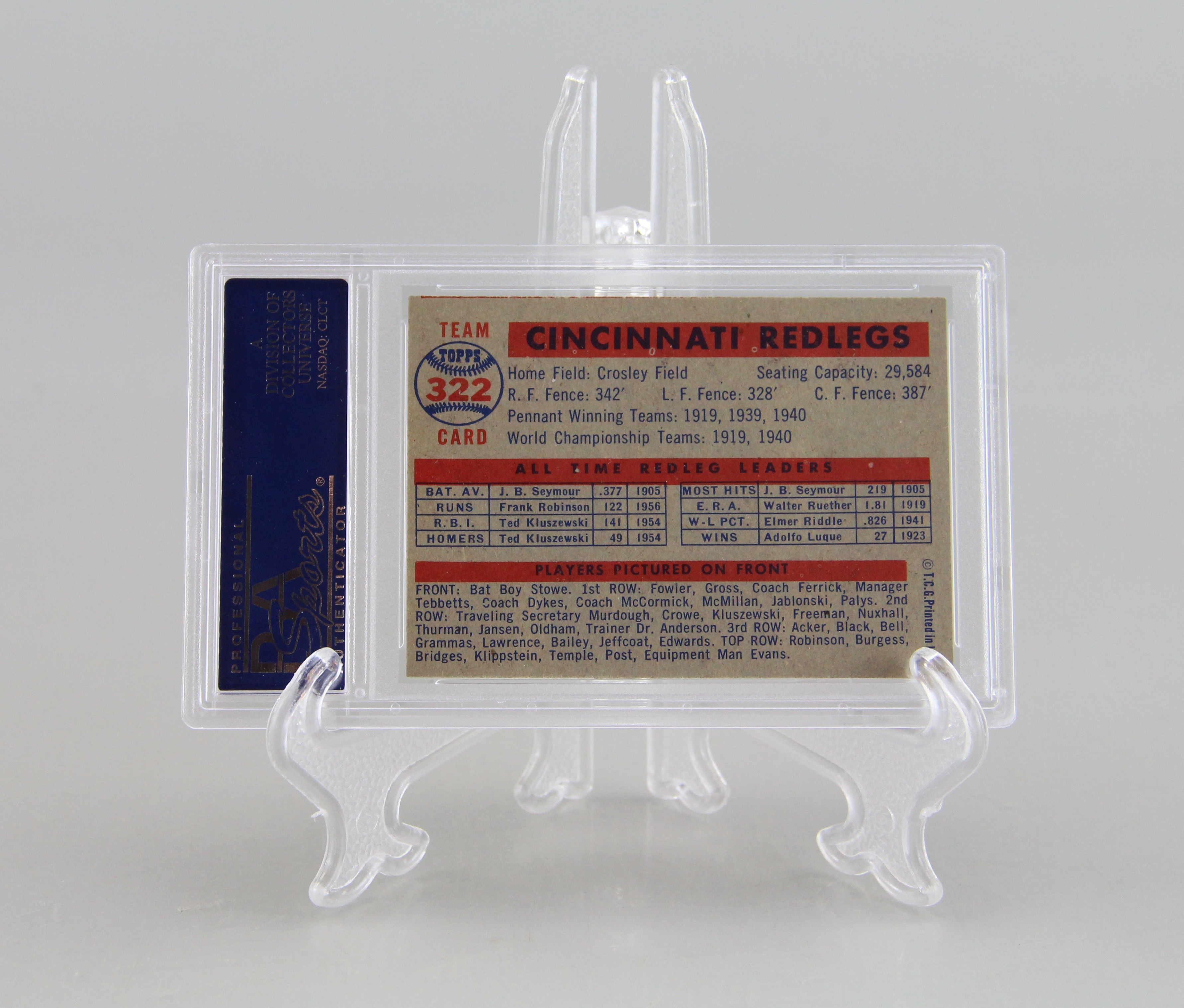 Assortment Of Four 50's Redlegs/Red Graded Baseball Cards