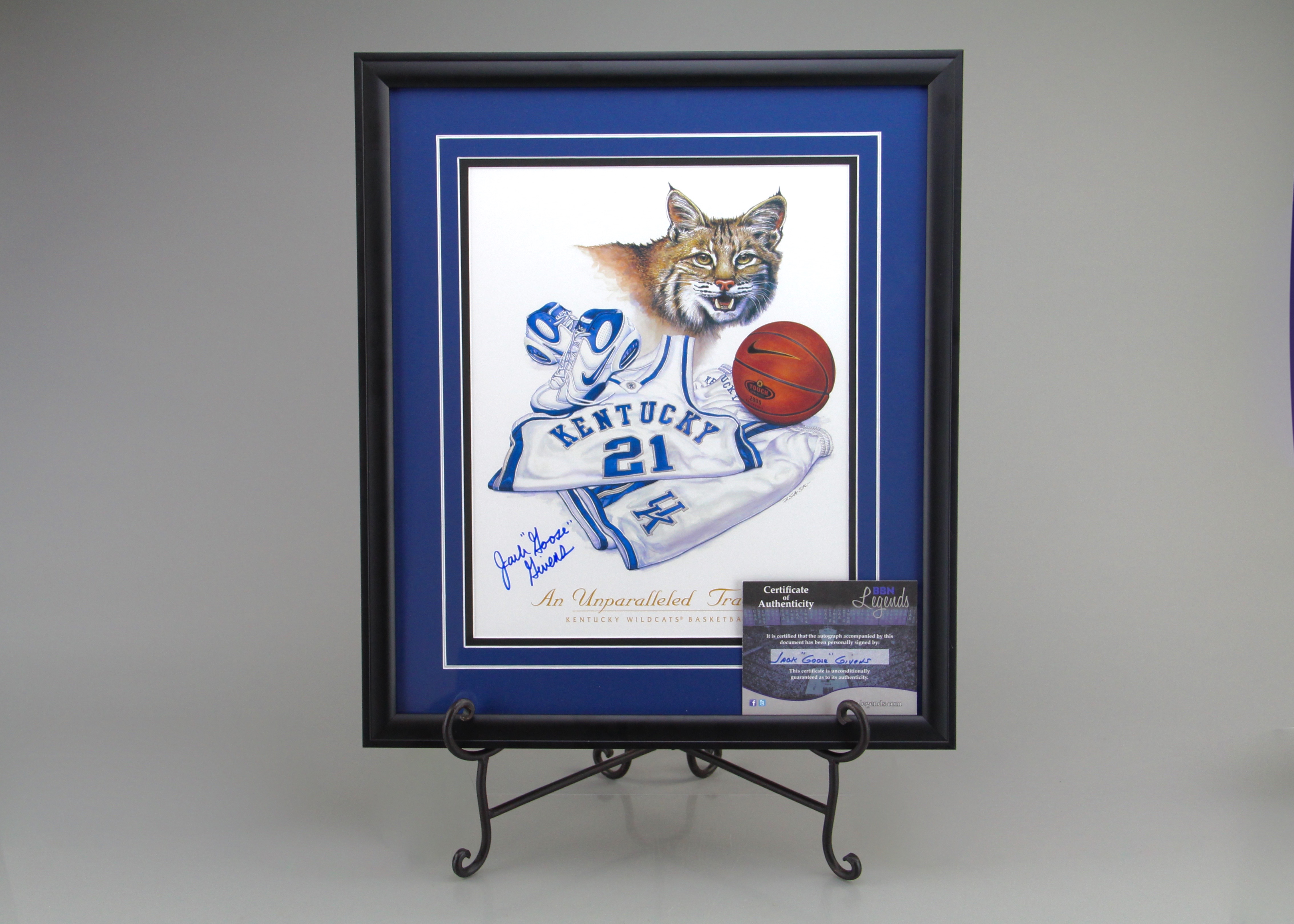Framed UK Wildcats Picture Autographed By Jack "Goose" Givens