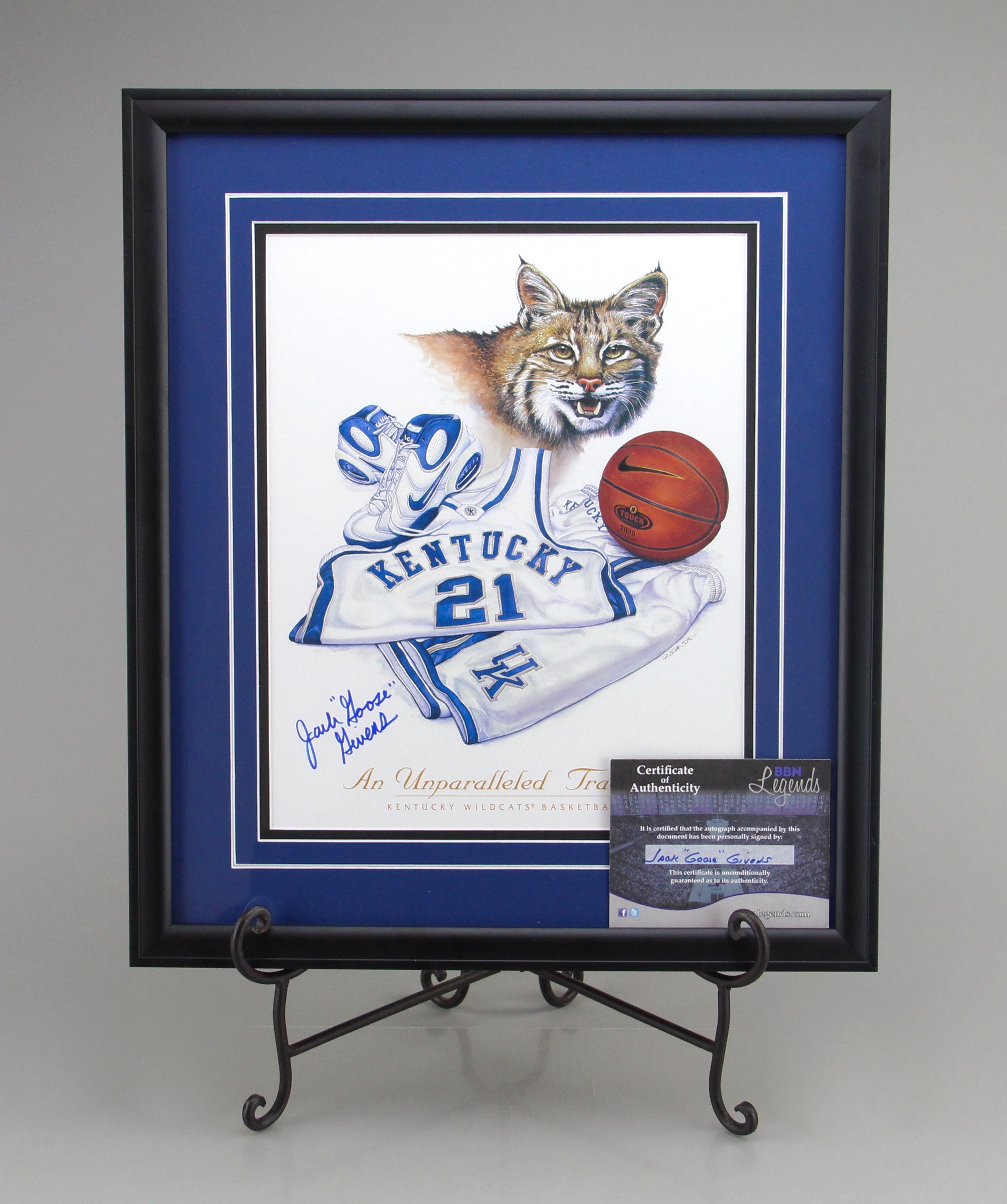 Framed UK Wildcats Picture Autographed By Jack "Goose" Givens