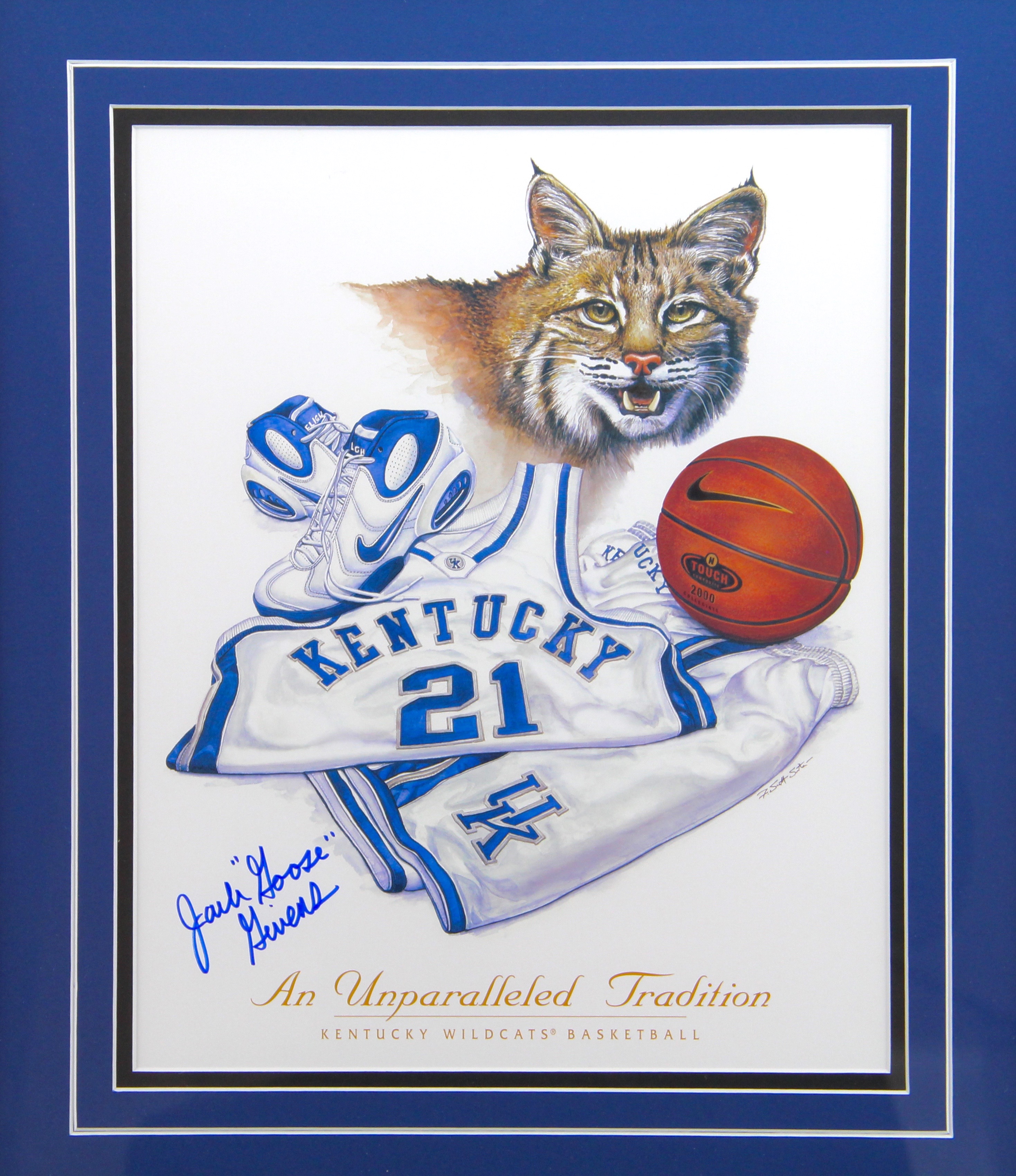 Framed UK Wildcats Picture Autographed By Jack "Goose" Givens