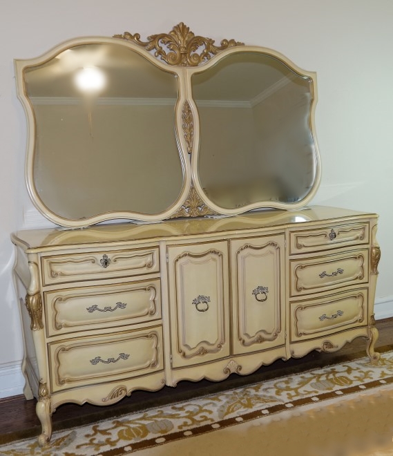 Union Furniture French Provincial Long Dresser with Mirror