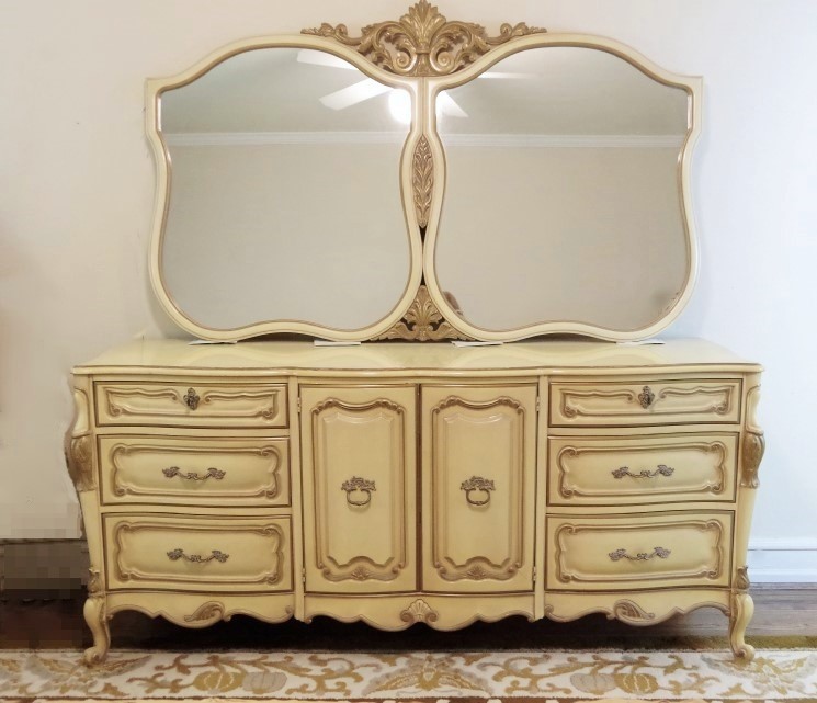 Union Furniture French Provincial Long Dresser with Mirror