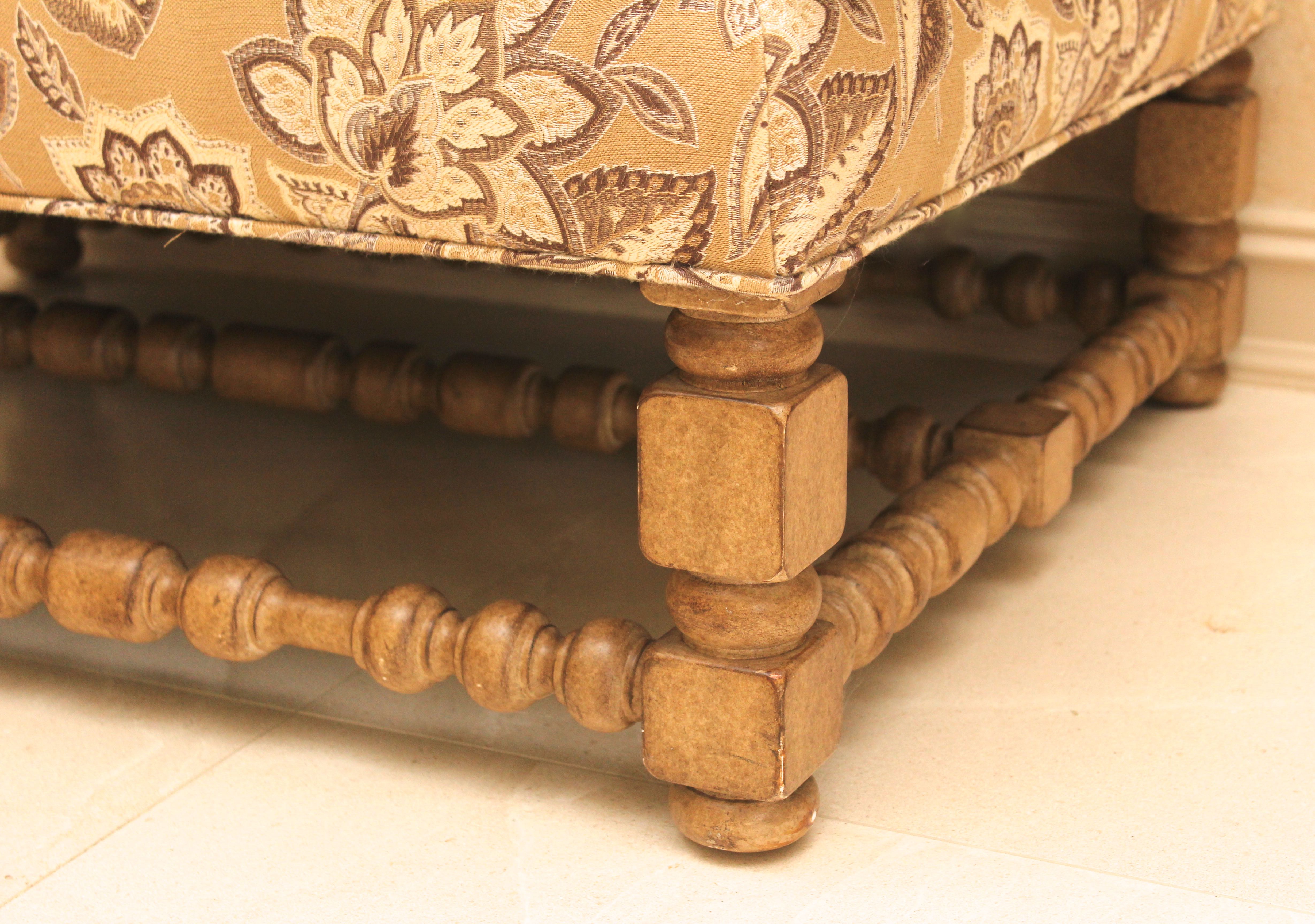 Oversized Upholstered Ottoman with Turned Legs