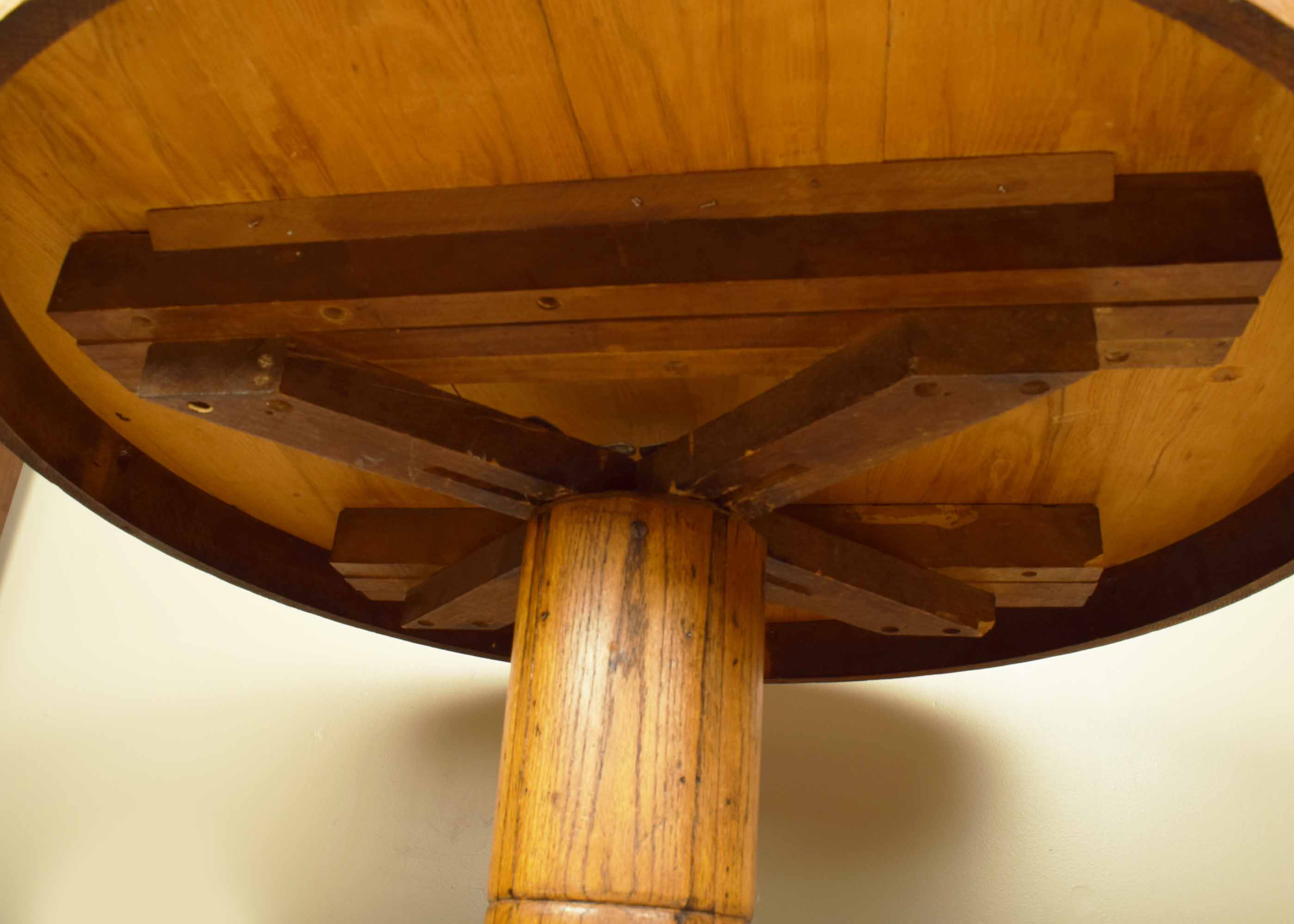 Antique Round Oak Pedestal Table