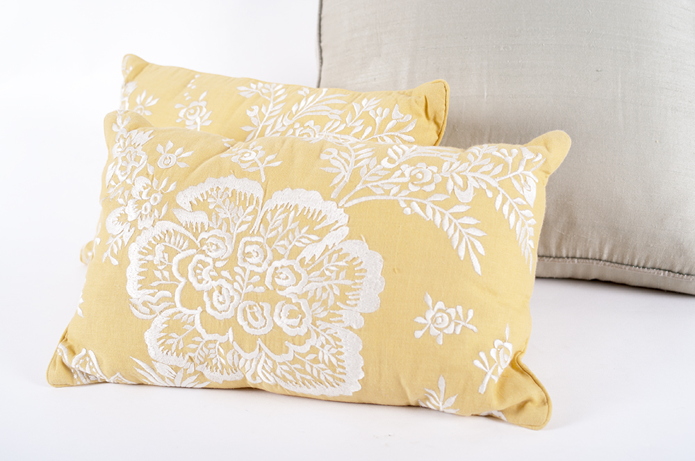 Yellow Floral Couch Pillows