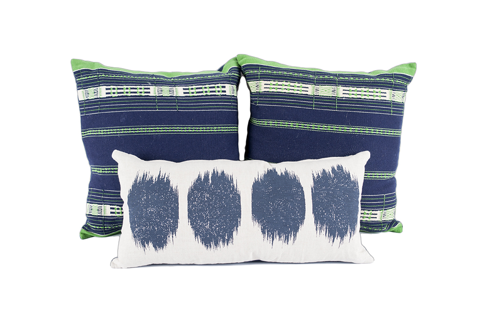 Blue and Green Couch Pillows