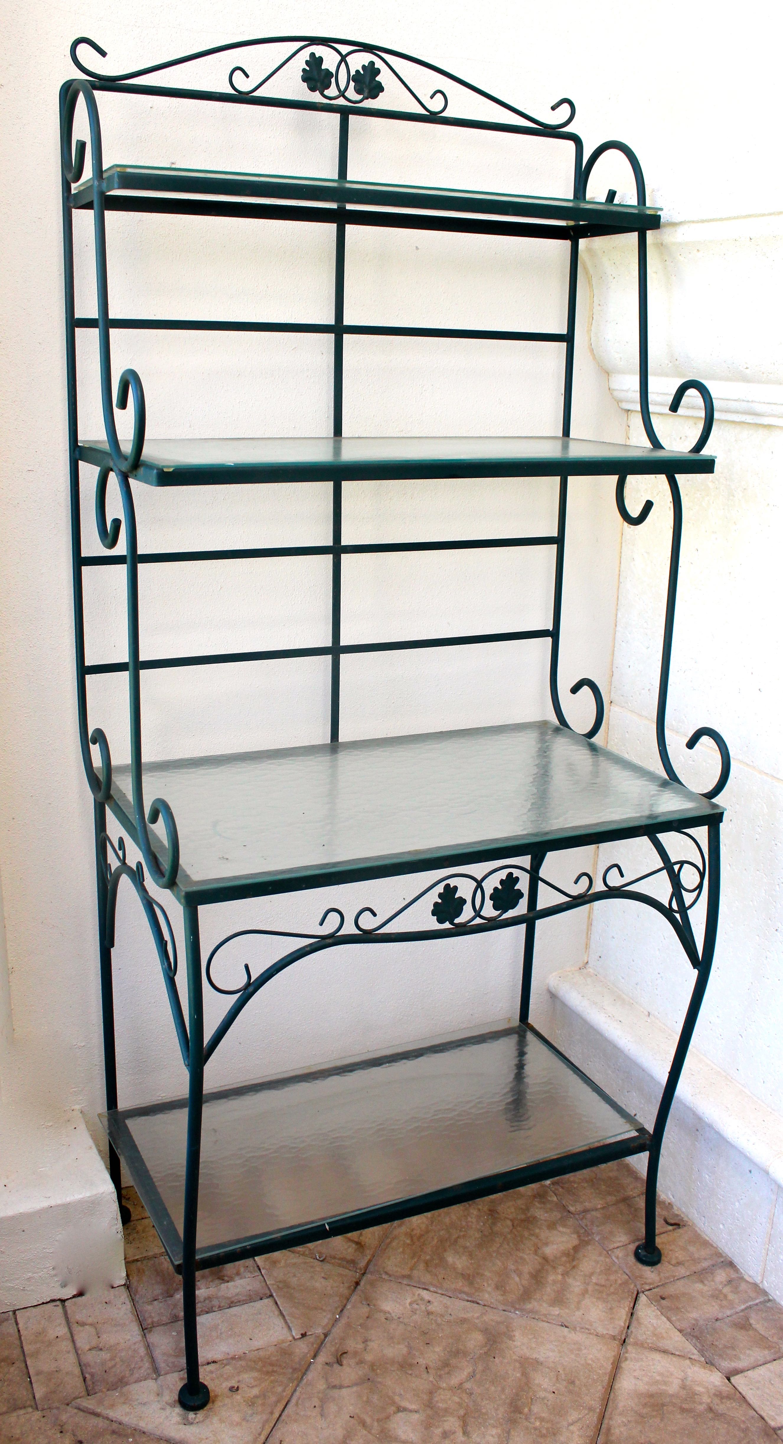 Metal Baker's Rack With Glass Shelves