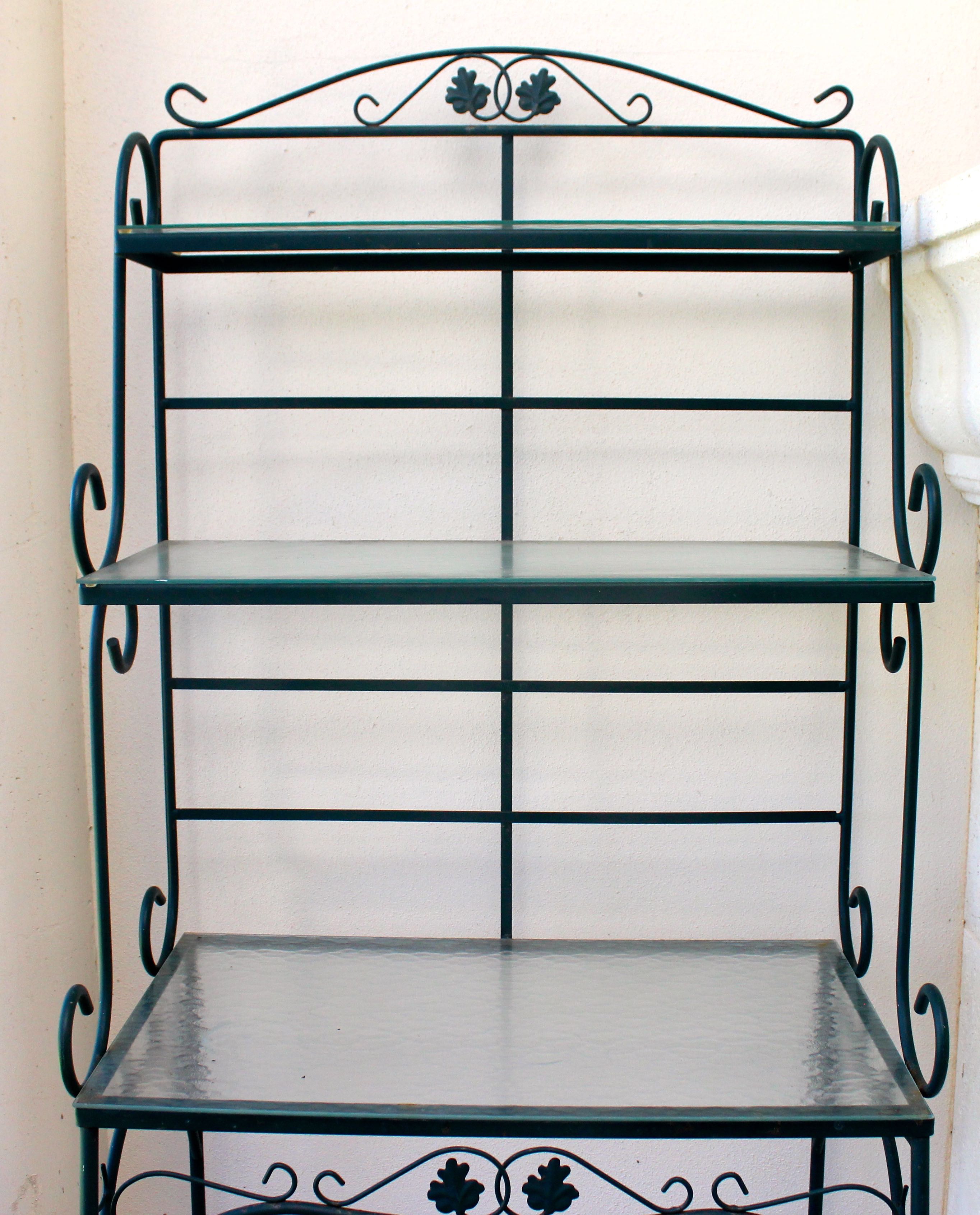 Metal Baker's Rack With Glass Shelves