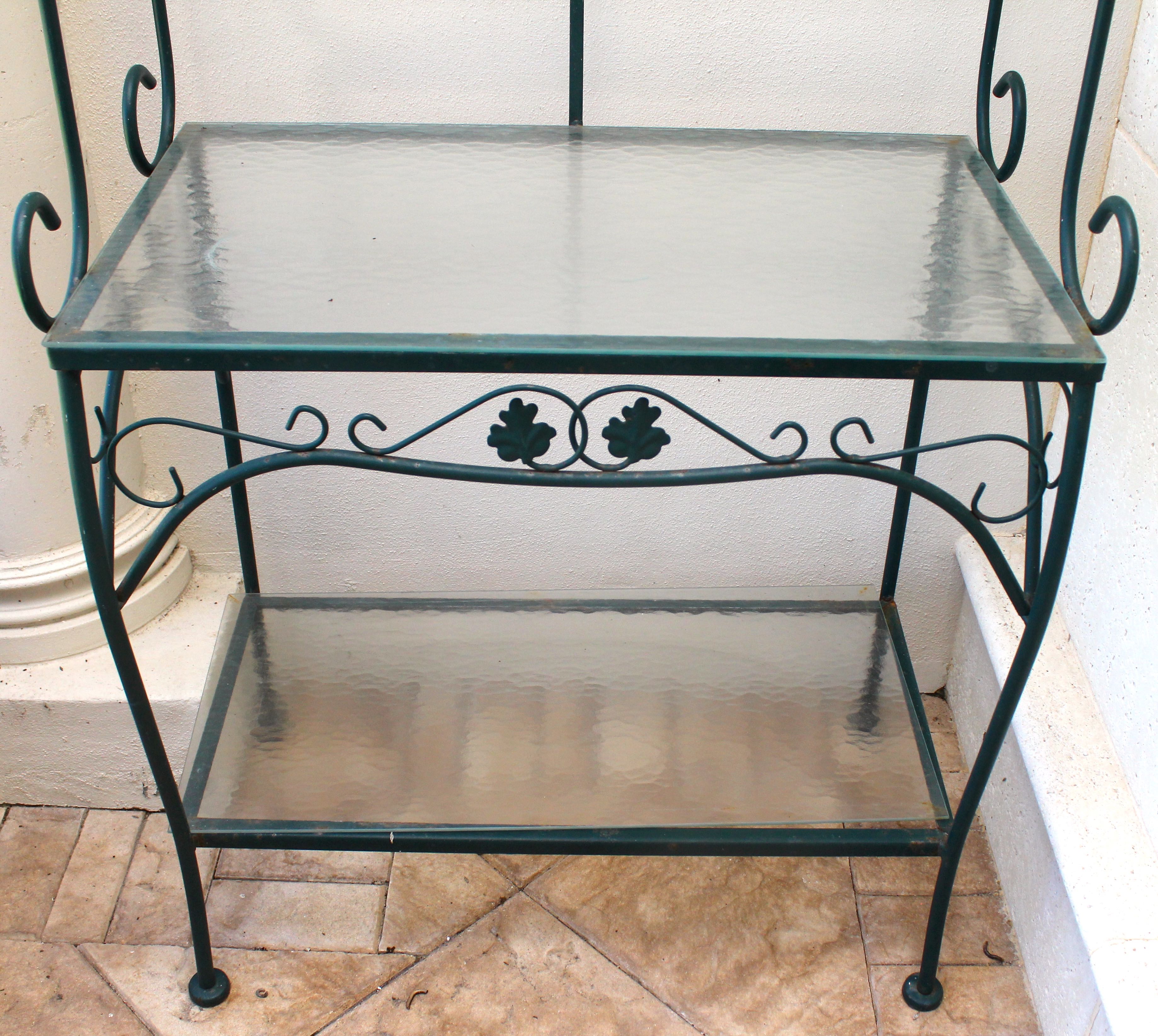 Metal Baker's Rack With Glass Shelves