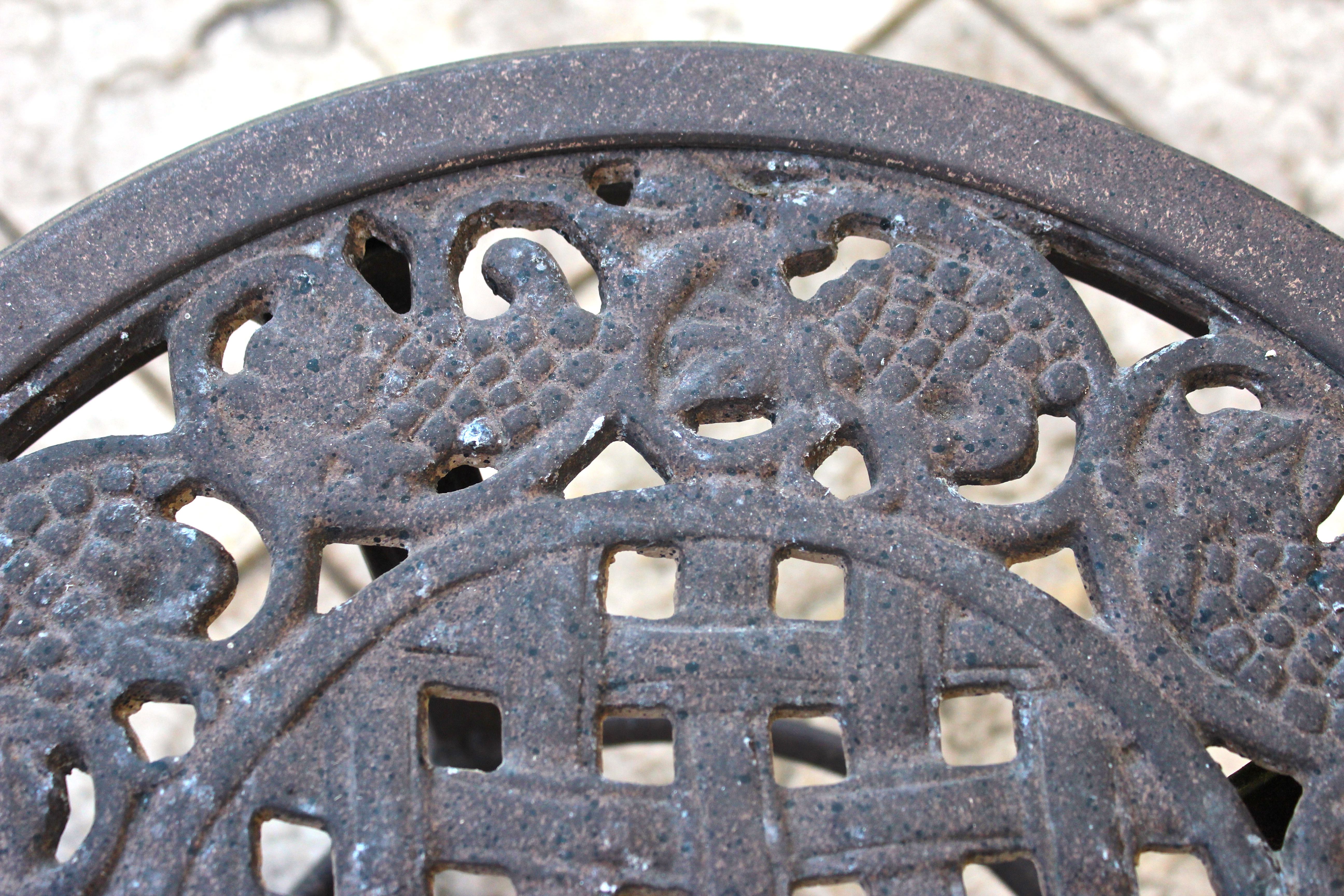 Pair of Outdoor End Tables by Woodard Landgrave with Grape Motif