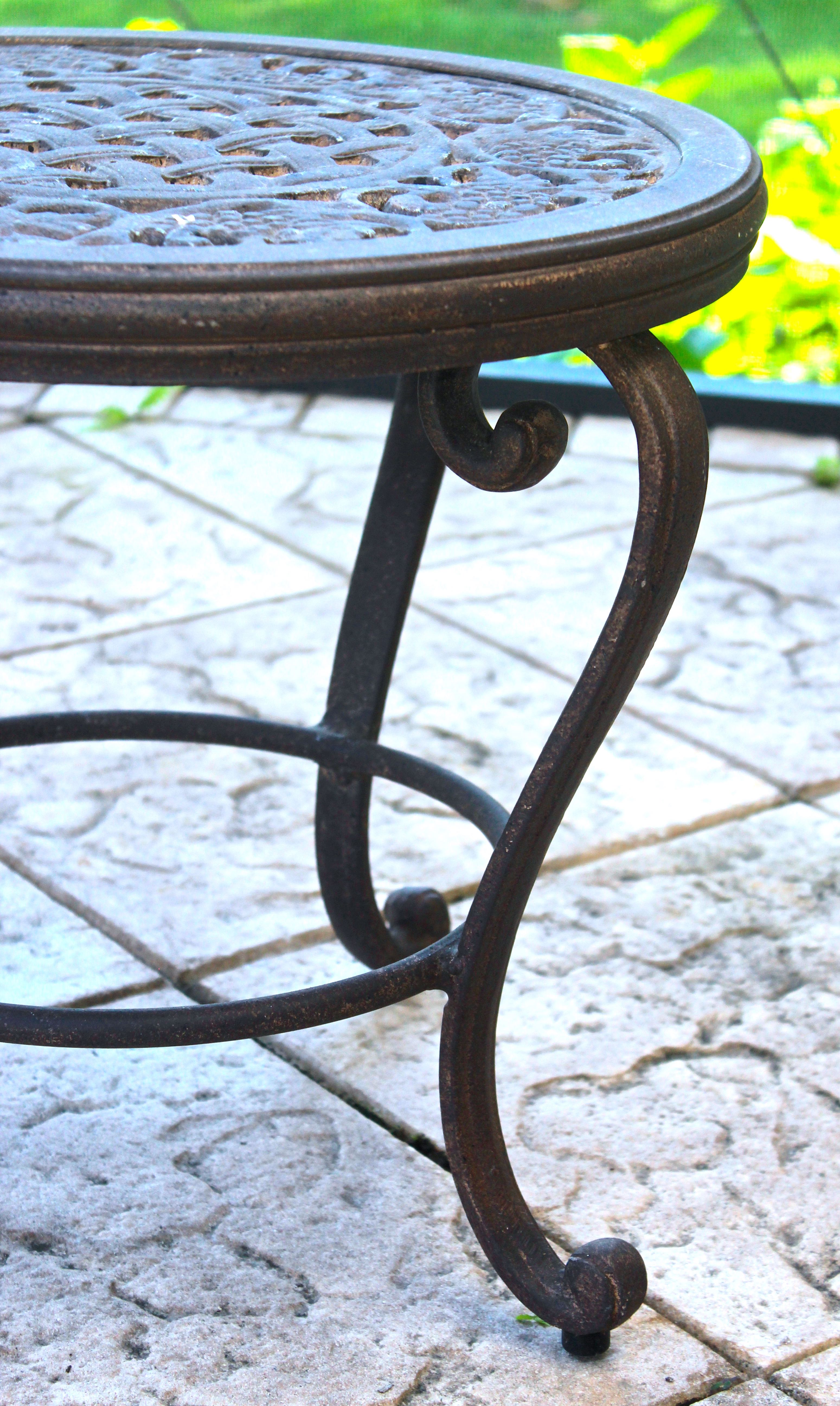 Pair of Outdoor End Tables by Woodard Landgrave with Grape Motif