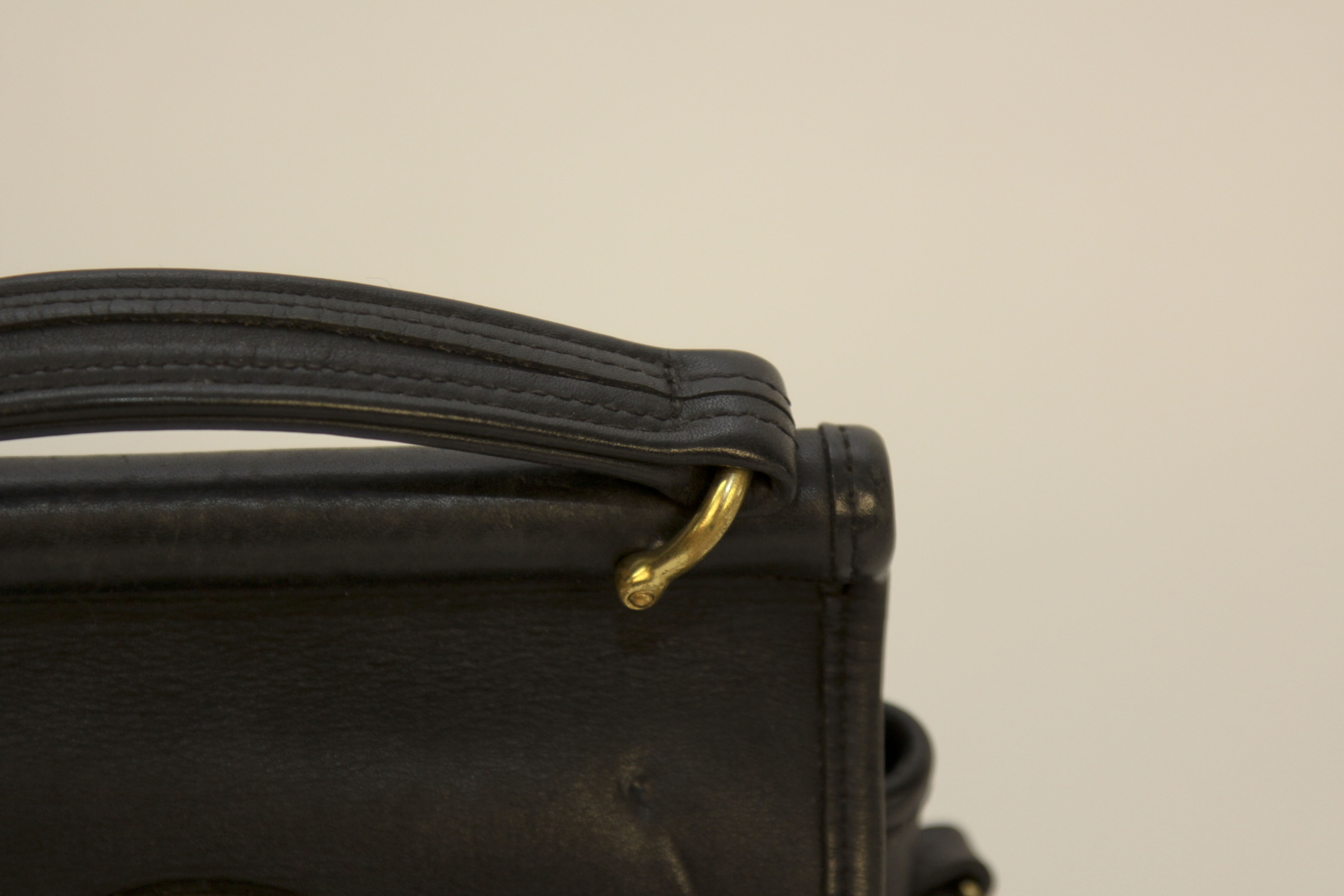 Two Vintage Coach Black Leather Handbags