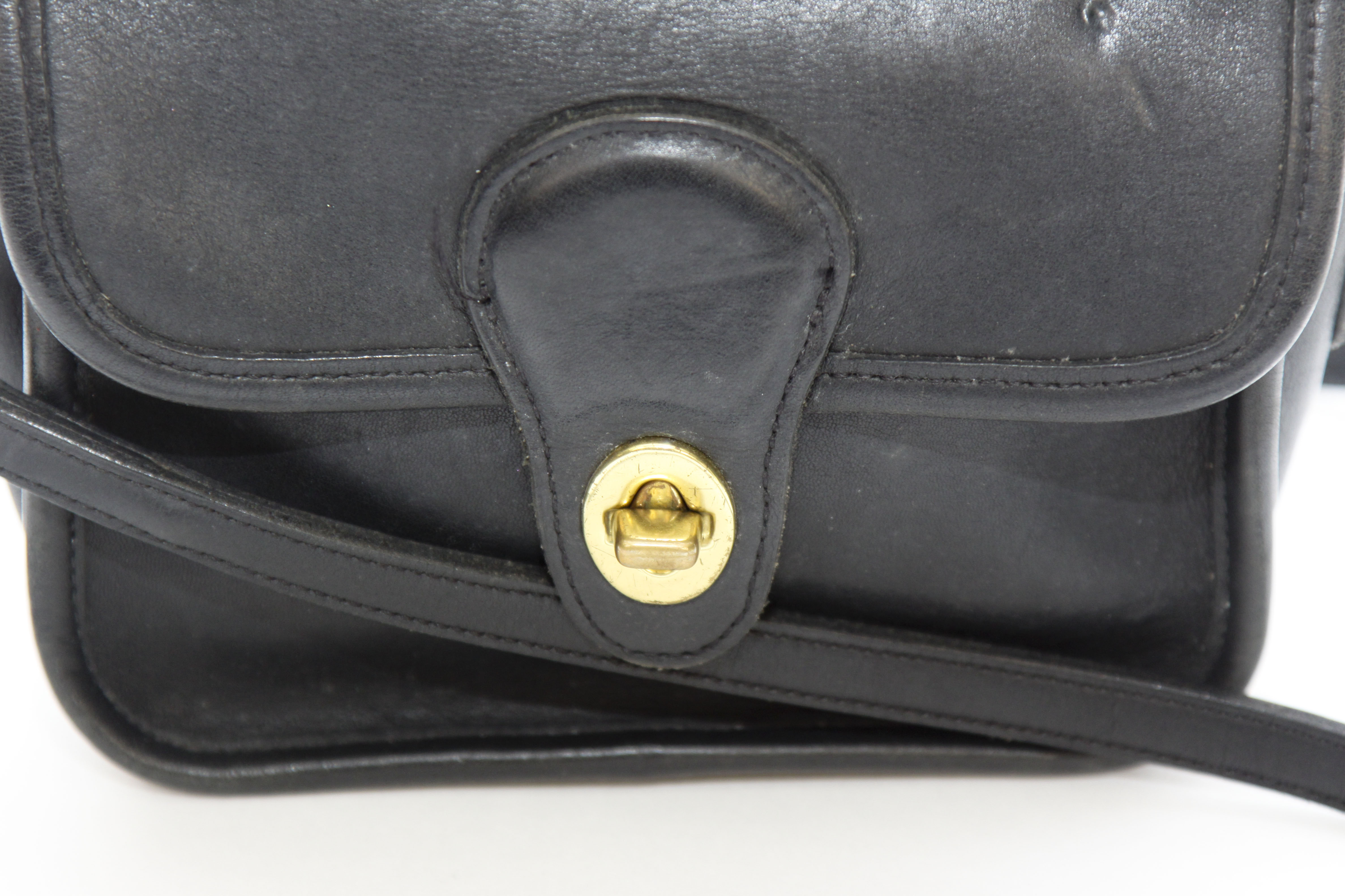 Two Vintage Coach Black Leather Handbags