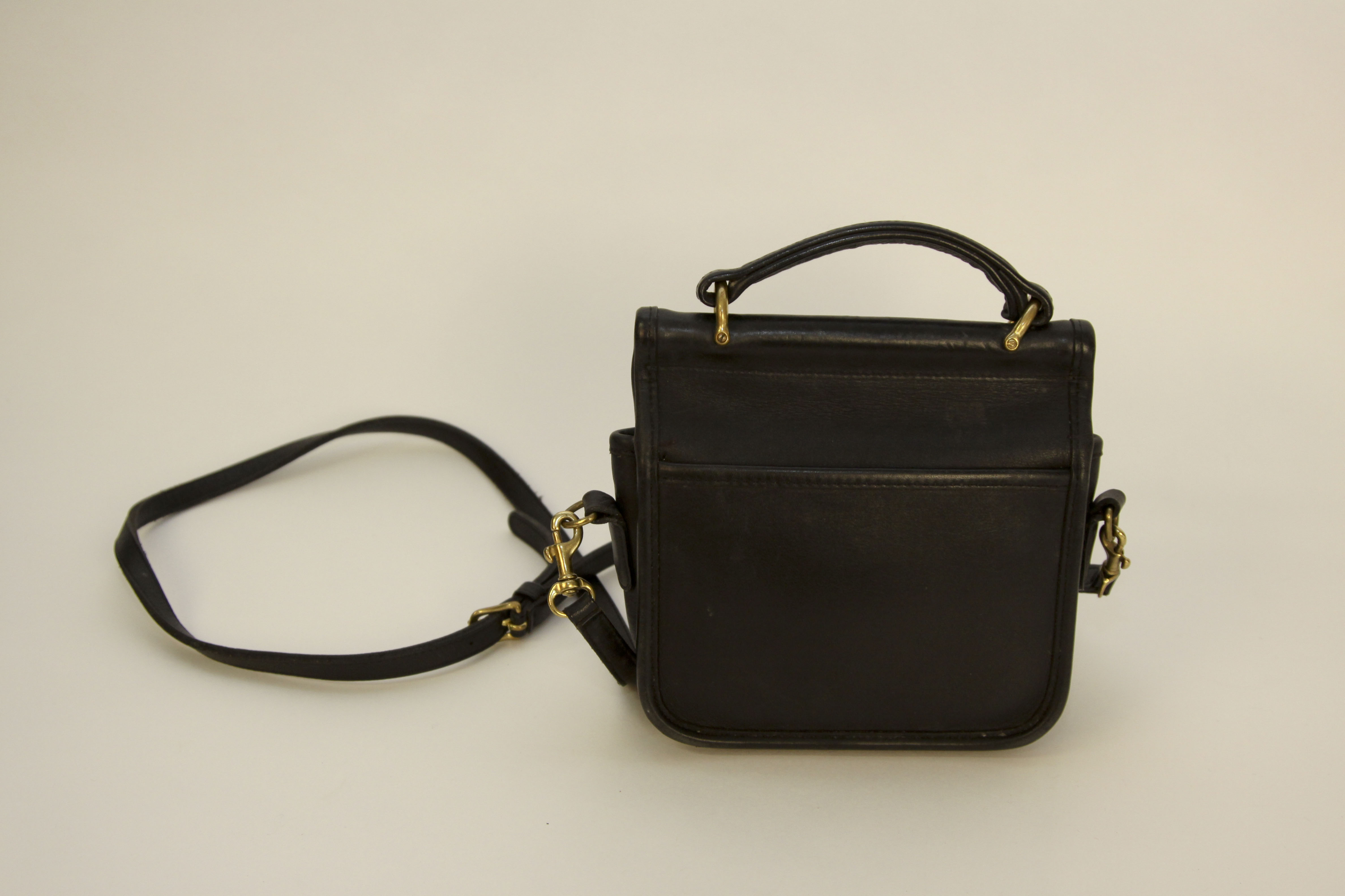 Two Vintage Coach Black Leather Handbags