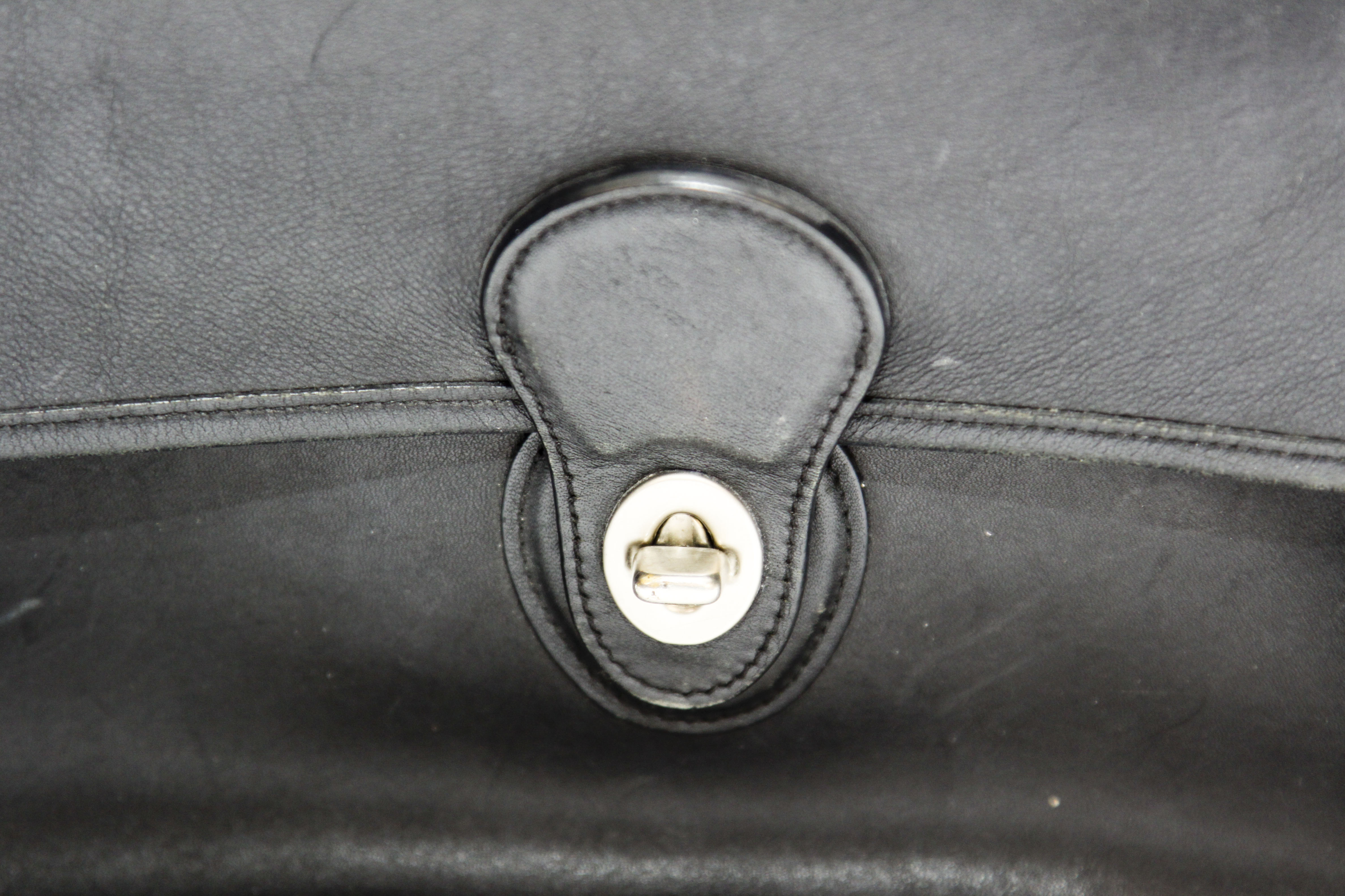 Two Vintage Coach Black Leather Handbags