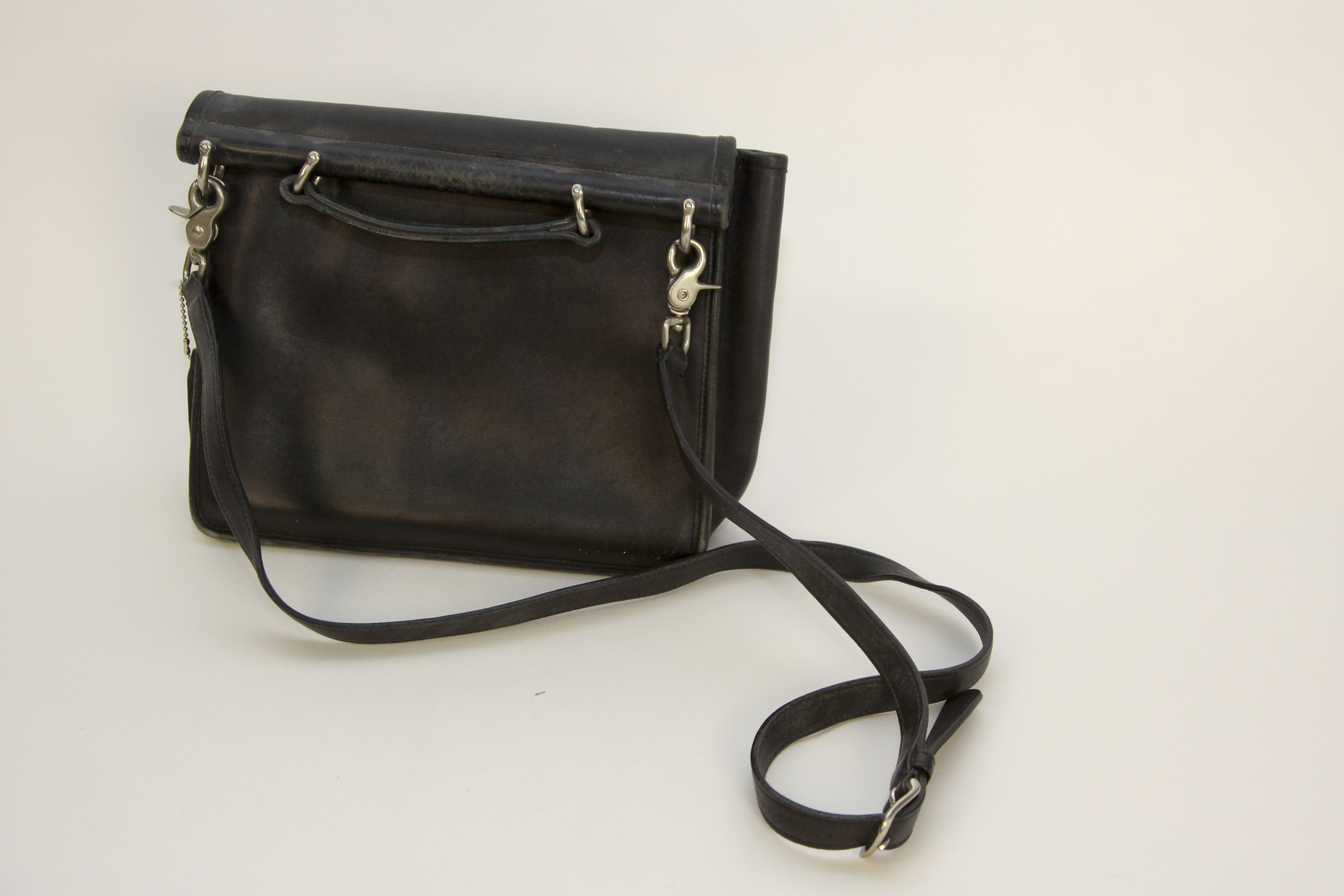 Two Vintage Coach Black Leather Handbags