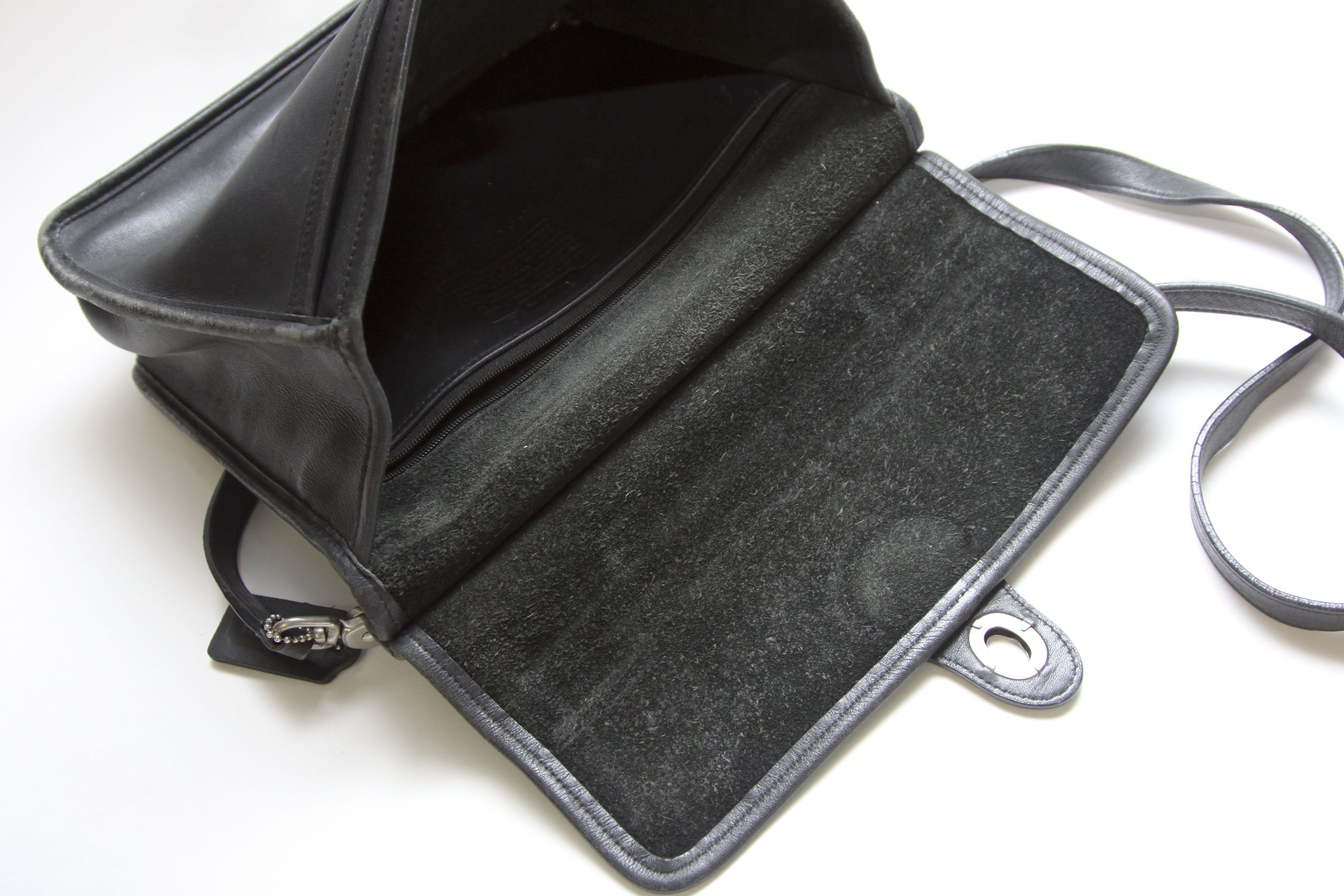 Two Vintage Coach Black Leather Handbags