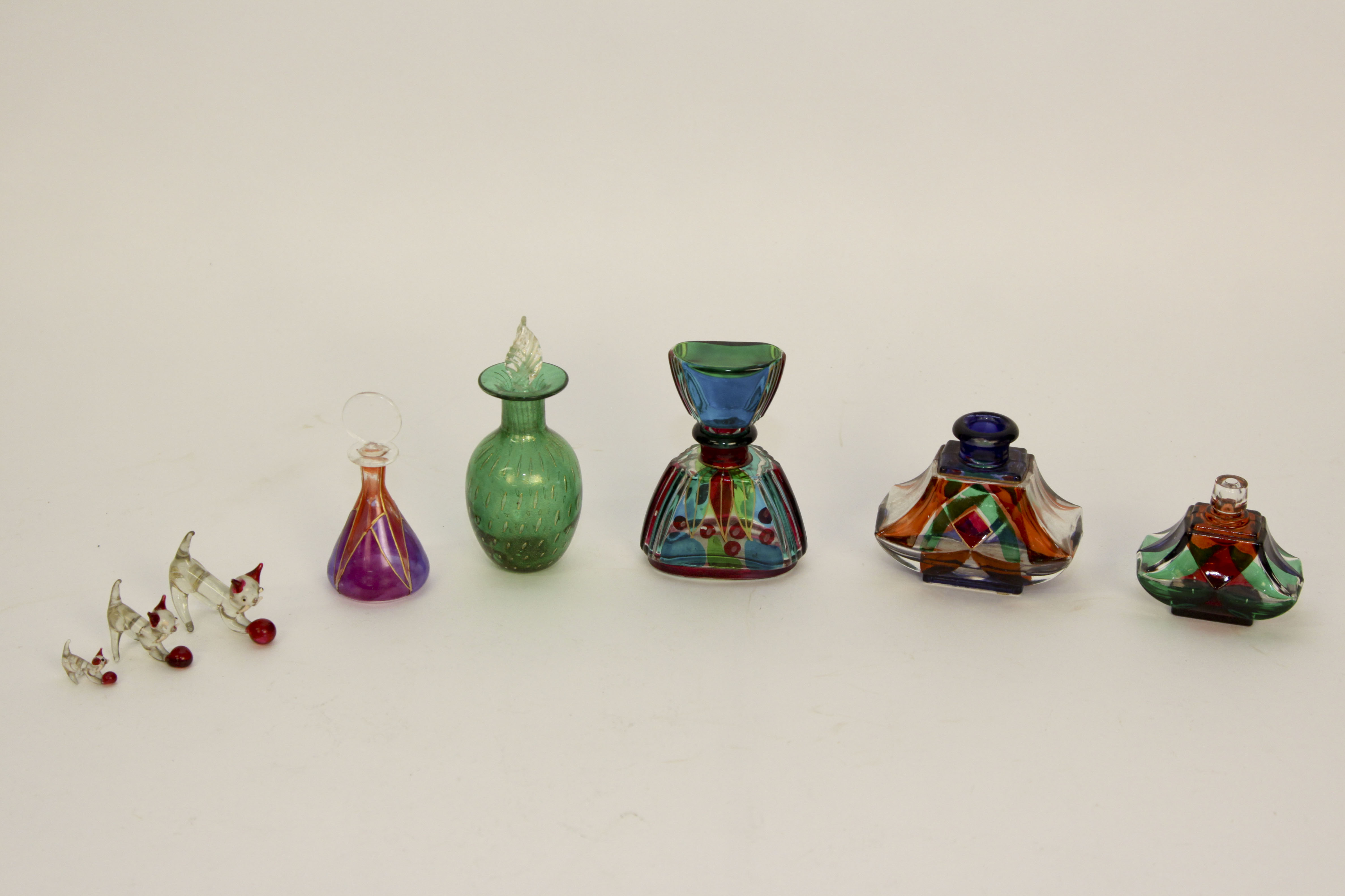Vintage Collection of Colorful Perfume Bottles