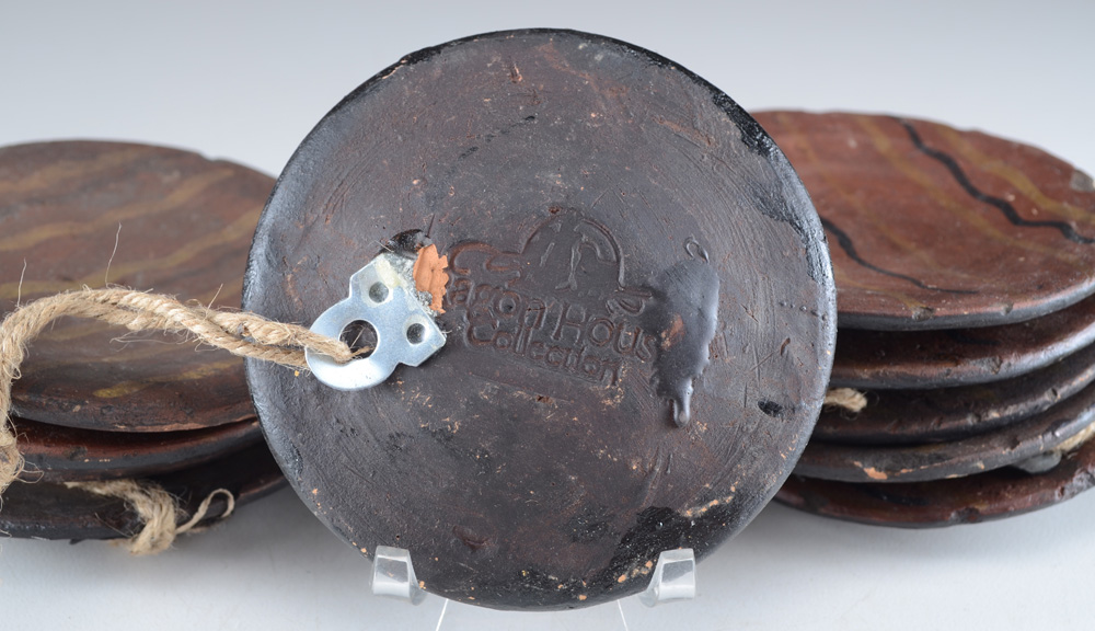 Set of Ten Ragon House Redware Pottery Plate Ornaments