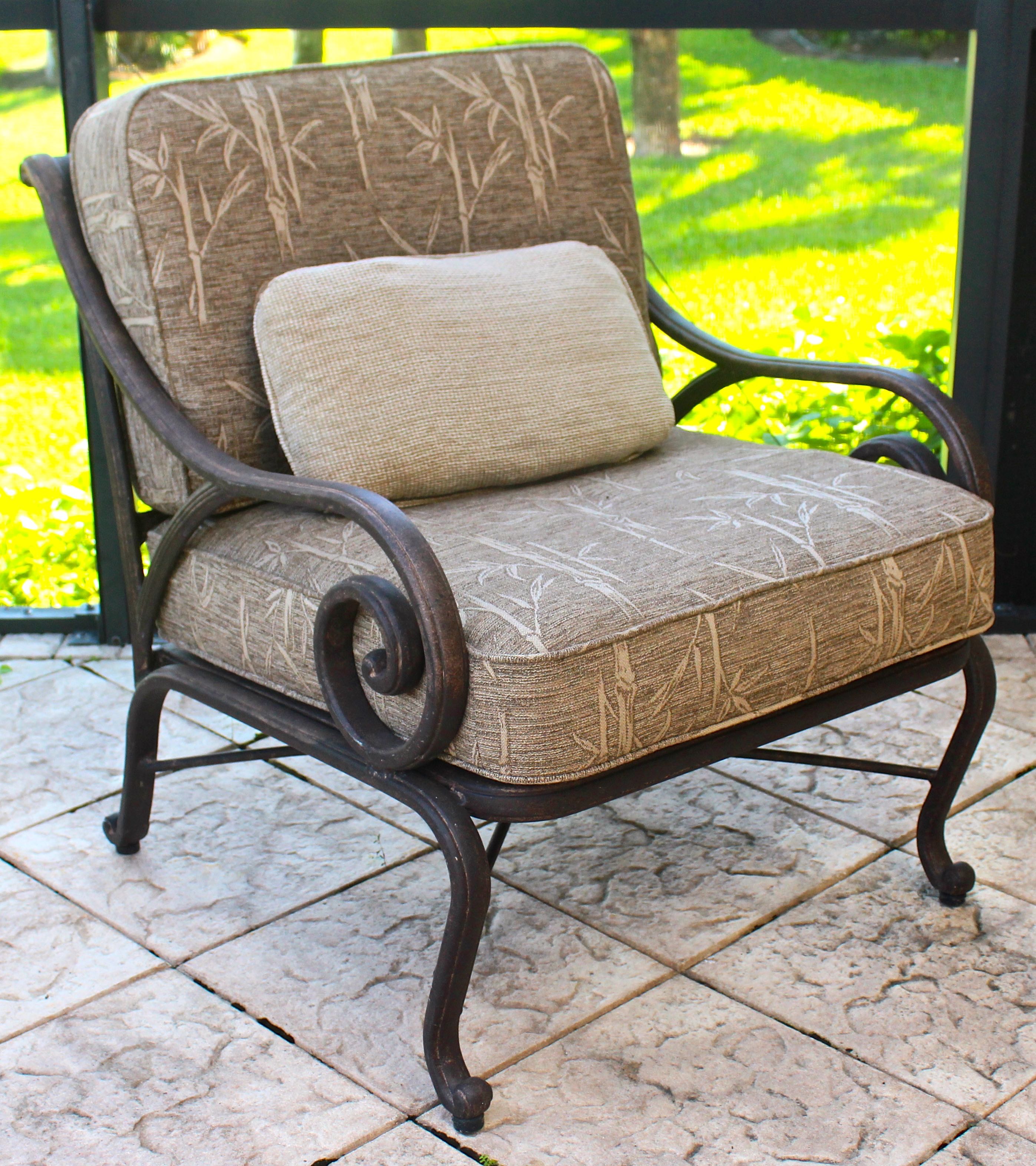 Bronze Brushed Finish Aluminum Outdoor Club Chair with Cushions