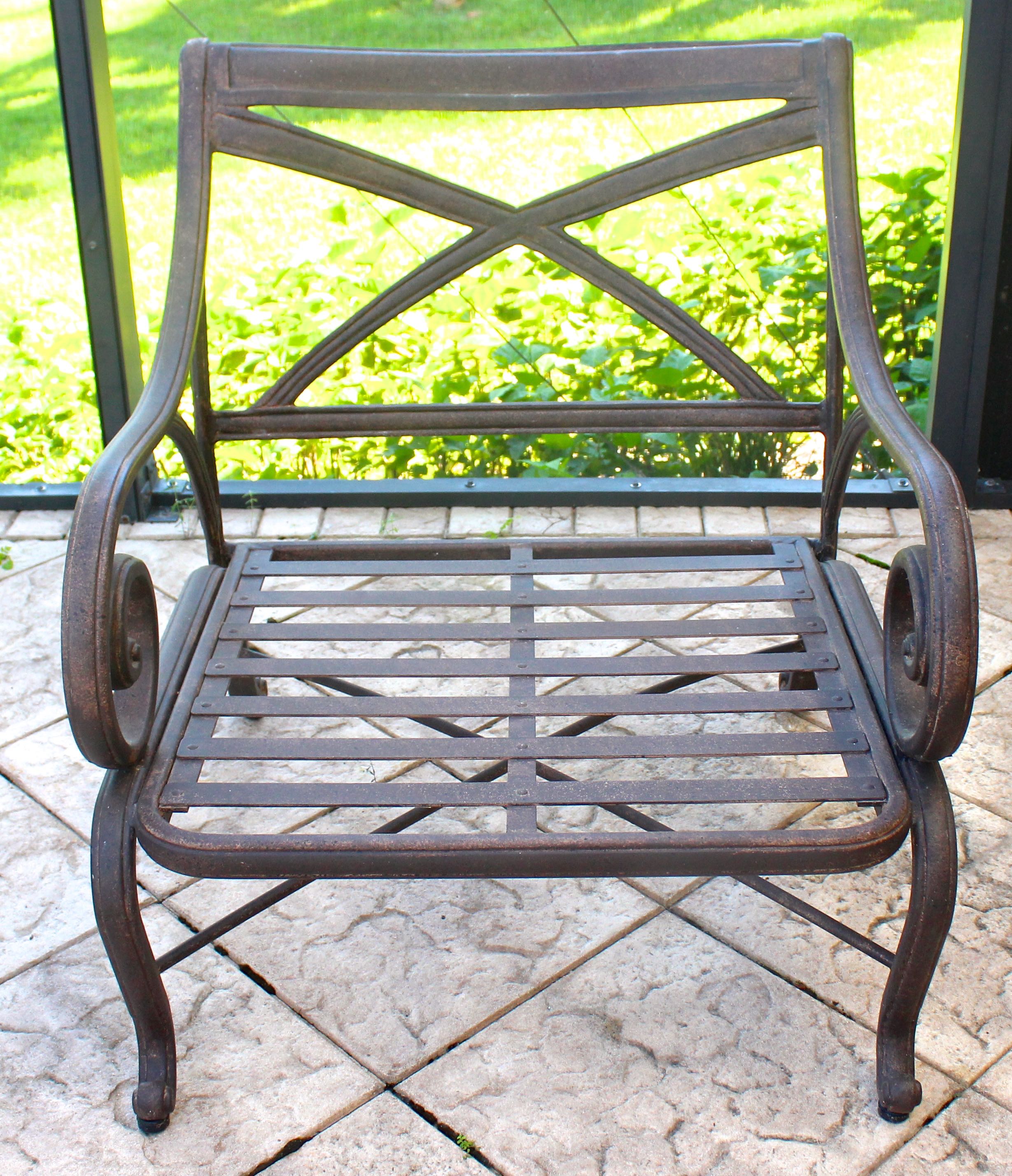 Bronze Brushed Finish Aluminum Outdoor Club Chair with Cushions