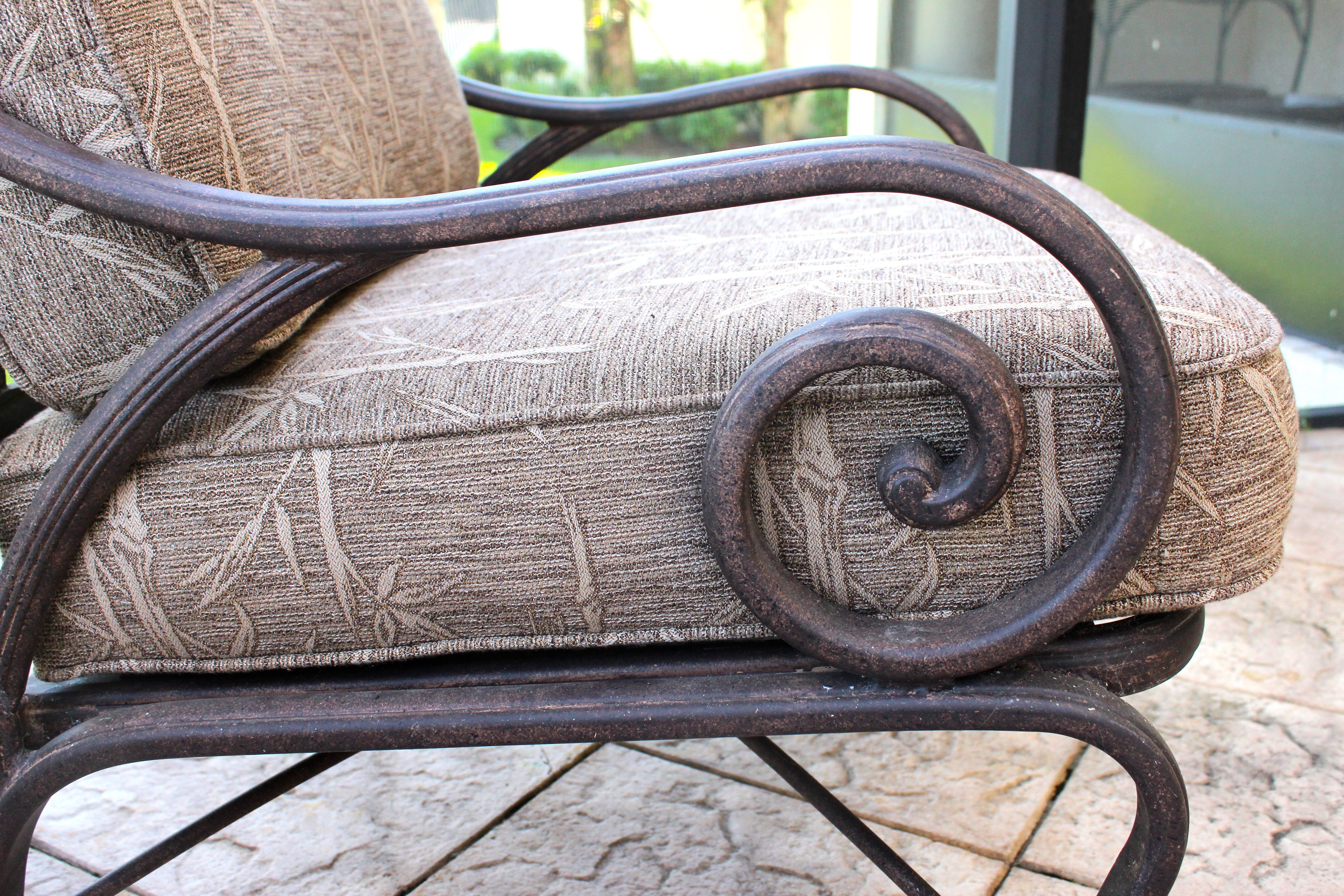 Bronze Brushed Finish Aluminum Outdoor Club Chair with Cushions