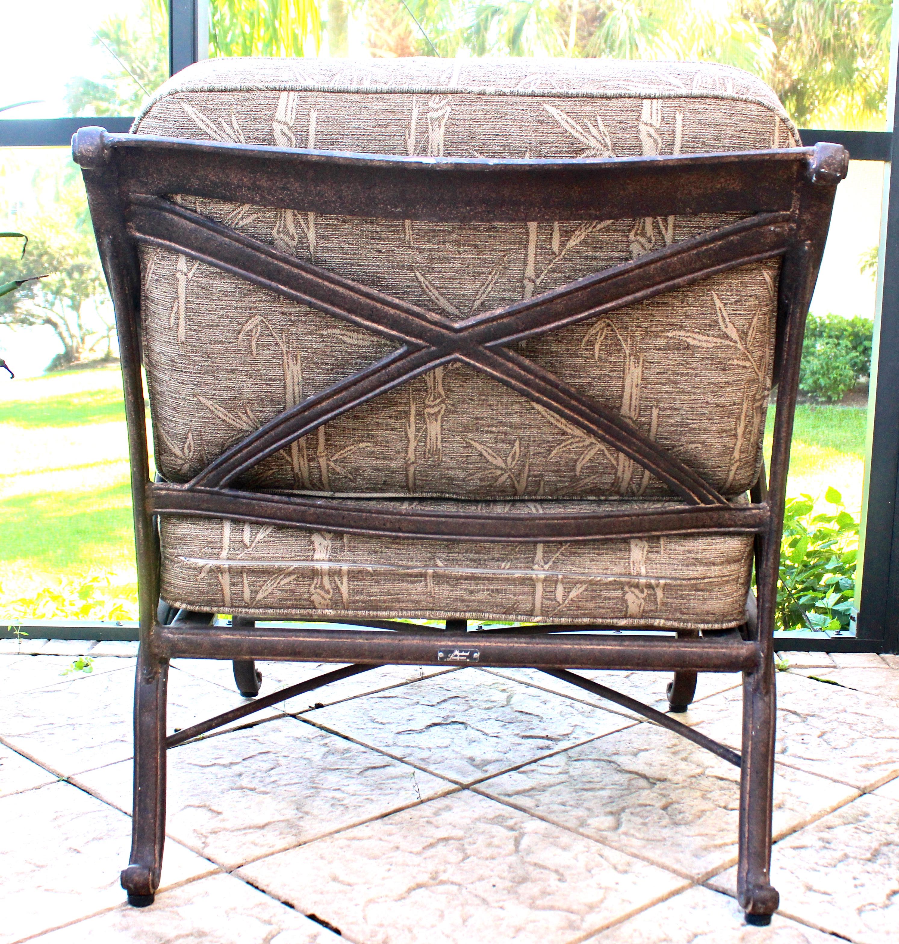 Bronze Brushed Finish Aluminum Outdoor Club Chair with Cushions