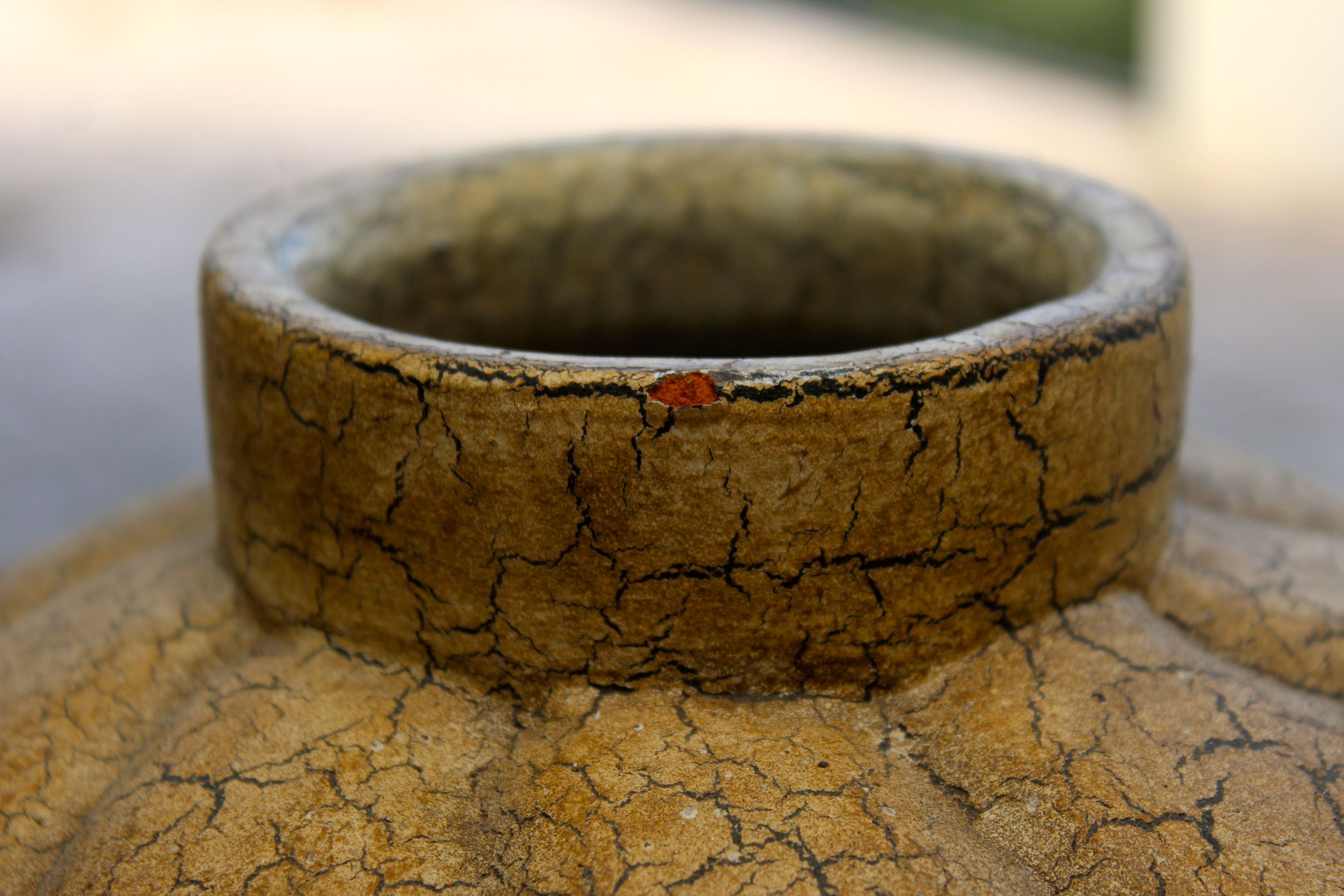 Pair of Distressed Ceramic Jars with Lids