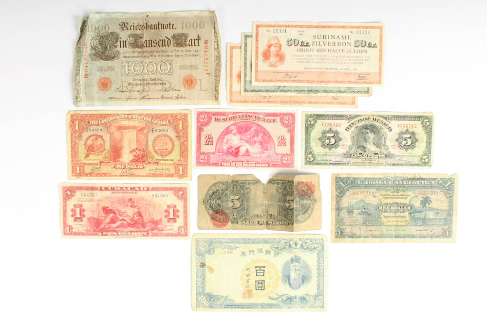 Vintage Foreign Paper Money