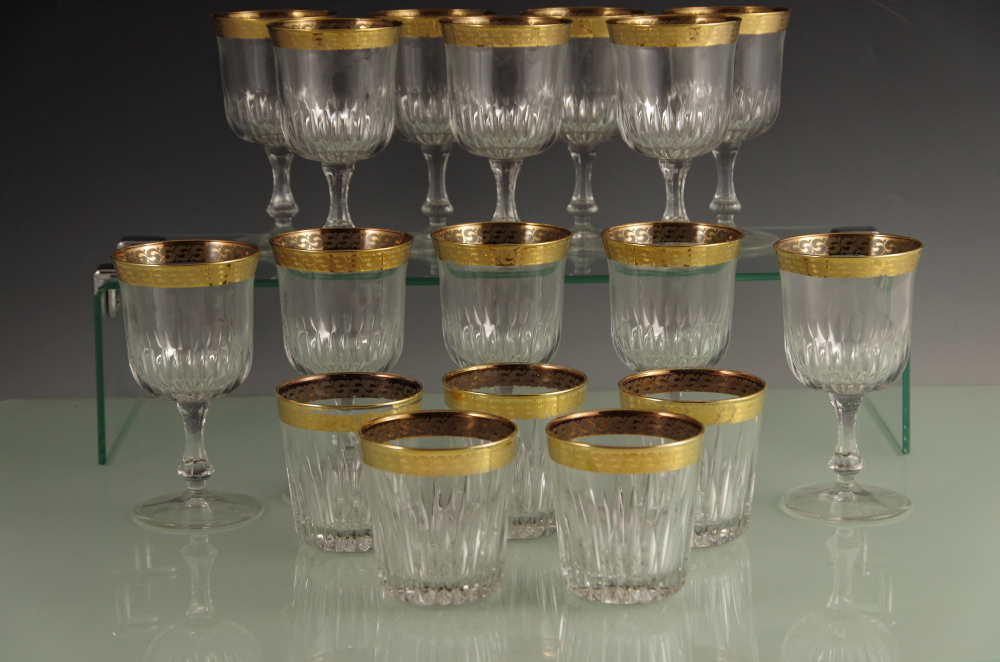 Vintage Reims France Crystal Stemware with Gold Rim