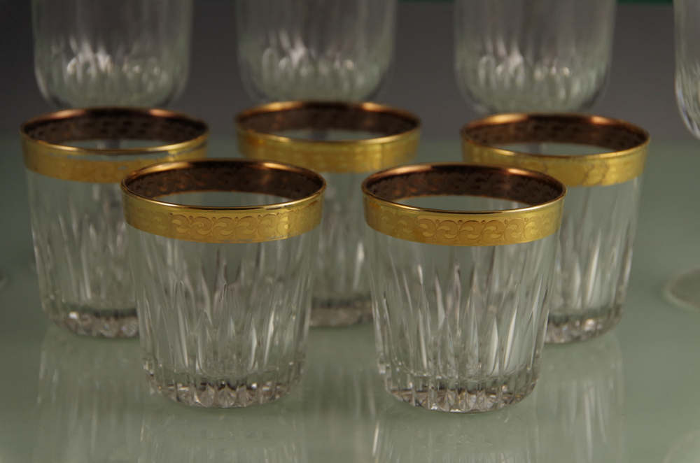 Vintage Reims France Crystal Stemware with Gold Rim